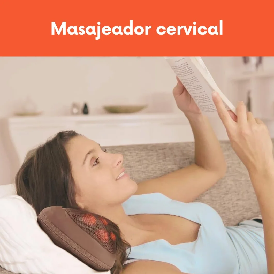 Masajeador Cervical y Espalda Almohada Eléctrica con Calor 8 Rodillos Bidireccional Regulable