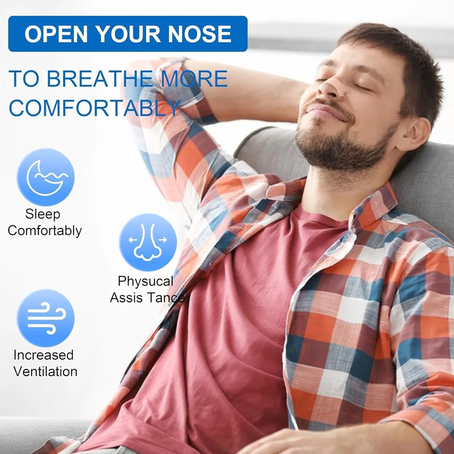 Tiras Nasales Antironquidos - Nasal Strips, 60 piezas Nose-Strips Tiritas Nariz Deportivas Dormir