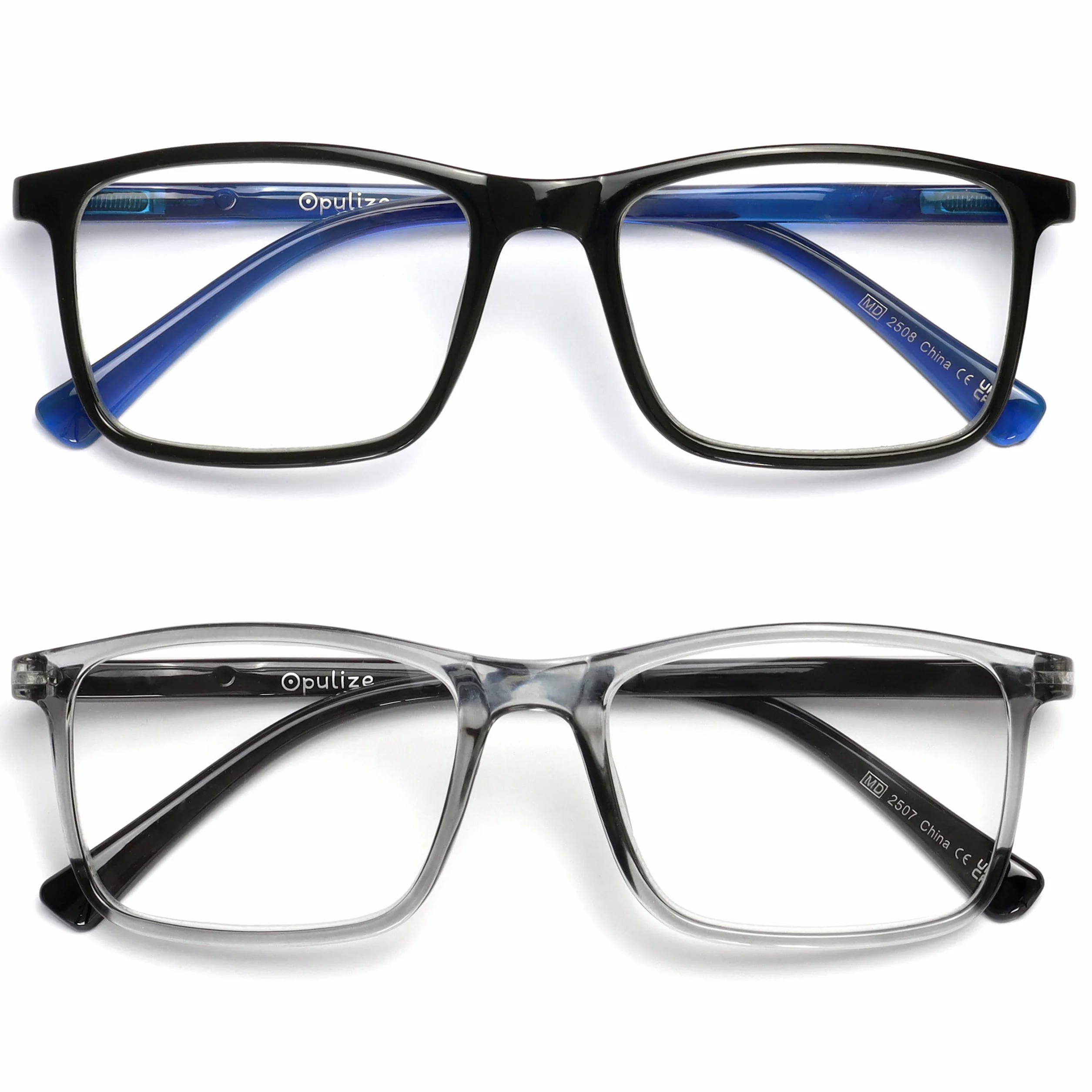 OPULIZE Gafas De Lectura Grande Negro Gris +1,00 Hombres Mujeres Bisagras Resorte
