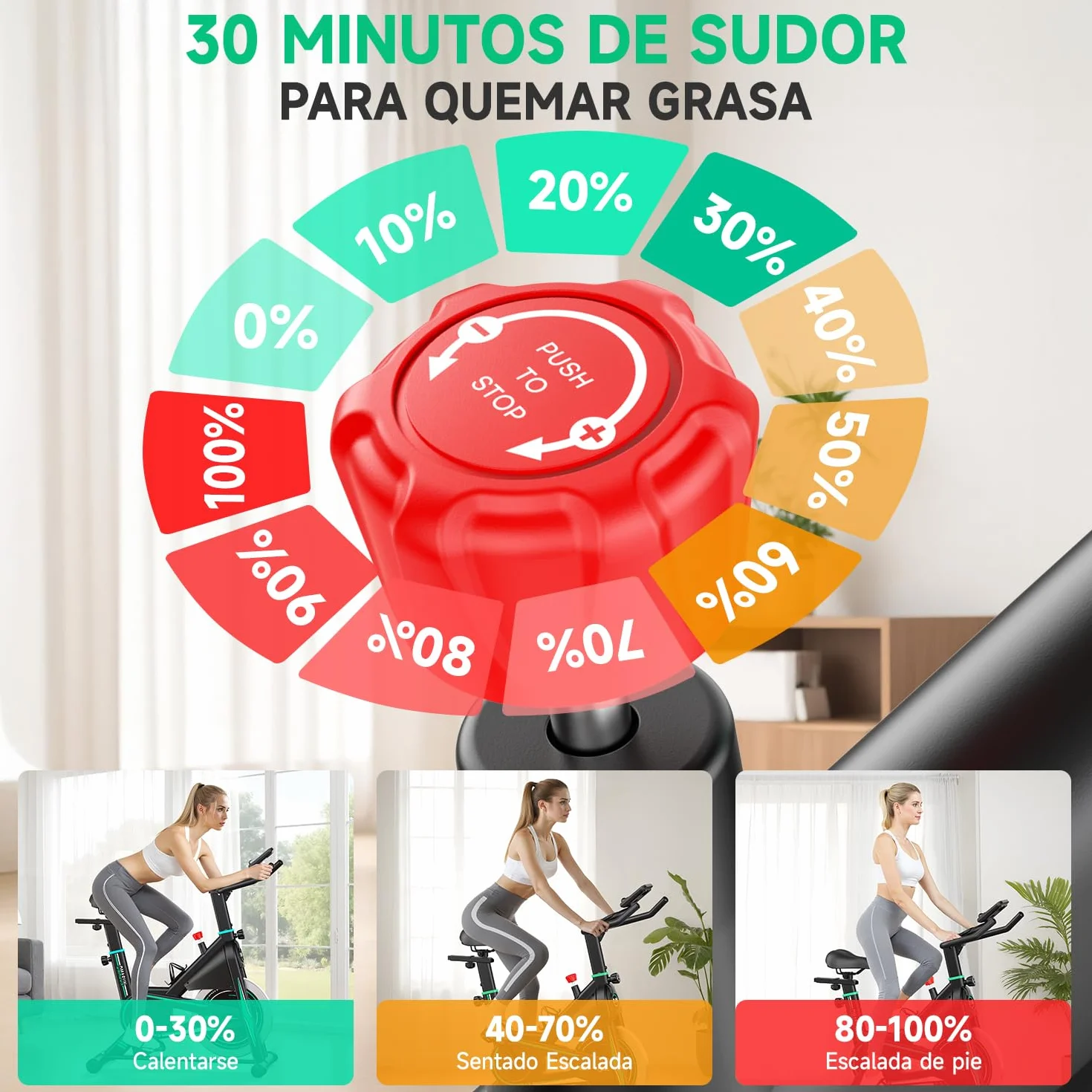 DMASUN Bicicleta Estática en Casa con Resistencia Ajustable, Bicicleta Estatica Silenciosa con Monitor LED, Cómodo Cojín de Asiento, App Propia, Capacidad de 160 kg, Entrenamiento Aeróbico