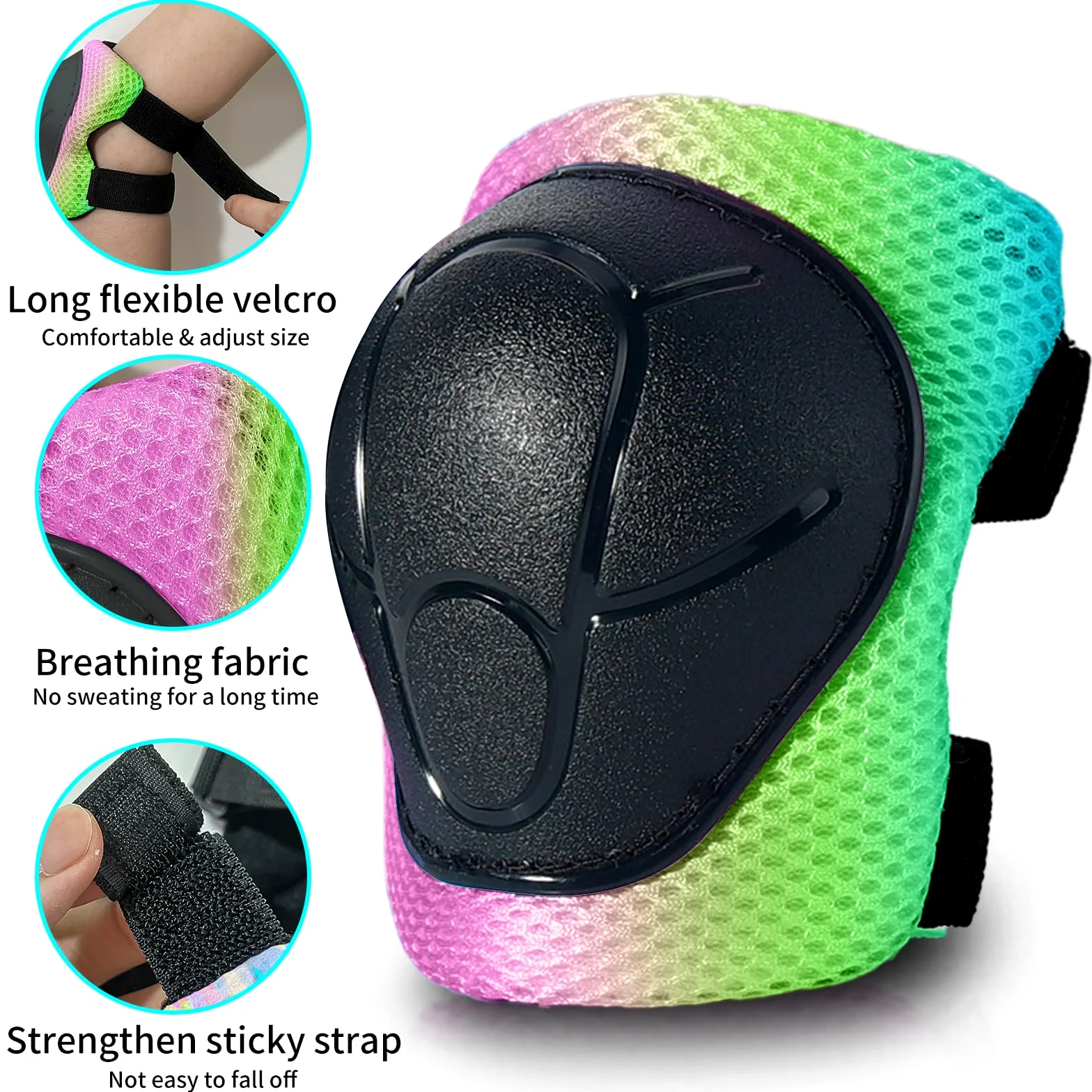 Almohadillas para monopatín para niños, jóvenes, adultos, coderas y muñequeras, equipo de protección, correas dobles fuertes y clips ajustables de fácil fijación para patineta, patinaje,