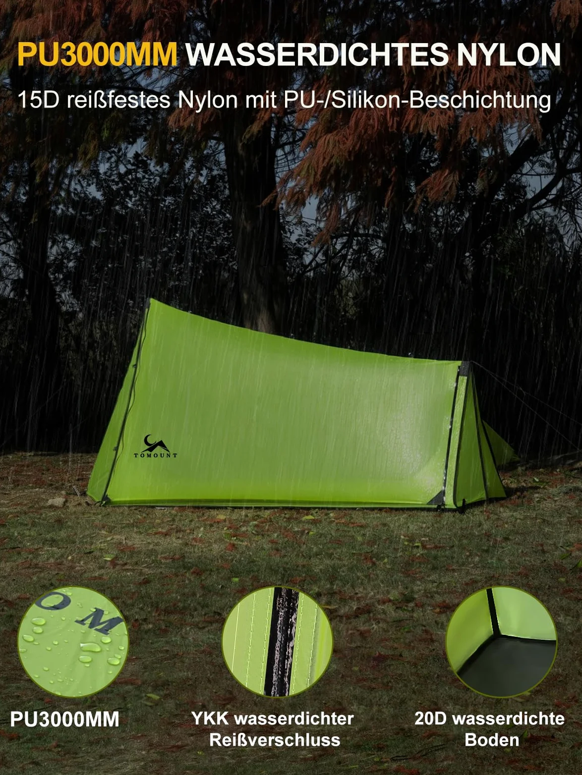 TOMOUNT Tienda de campaña ultraligera de nailon para un hombre, tamaño pequeño, 4 estaciones, resistente al agua y al viento, compacta para senderismo, camping, exterior