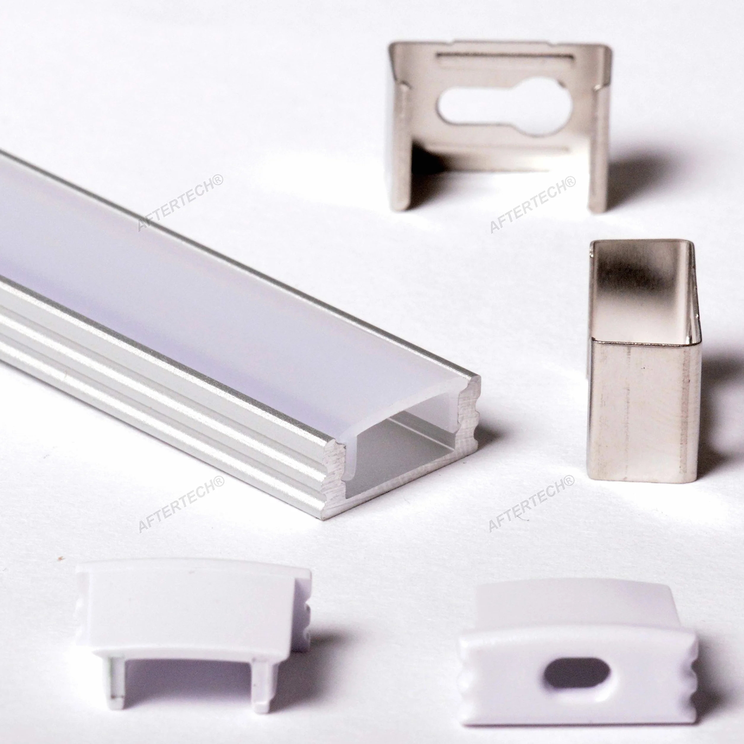 Perfil Aluminio para Tira LED 3m 17x7mm Barra Rígida + Tapa Mate