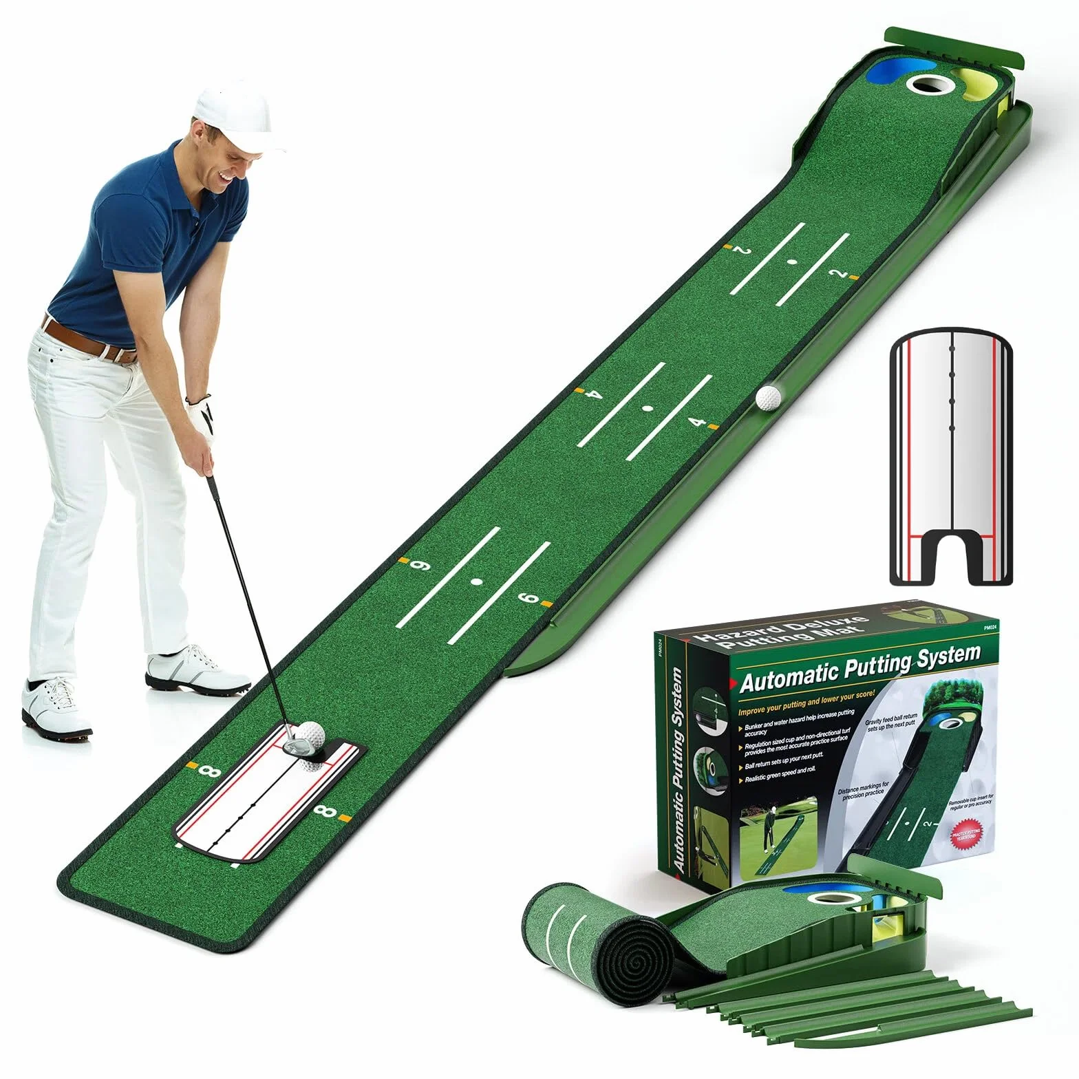 WildFun Golf Putting Green Mat with Putting Gates and Mirror for Home Office Practice