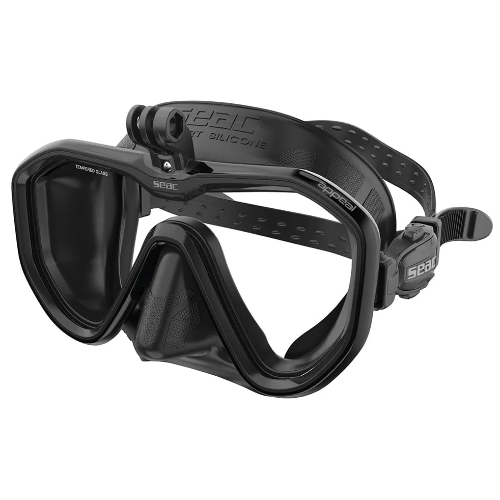 SEAC Appeal Pro, Made in Italy Single Lens Diving Mask with Universal Attachment for Action Cameras