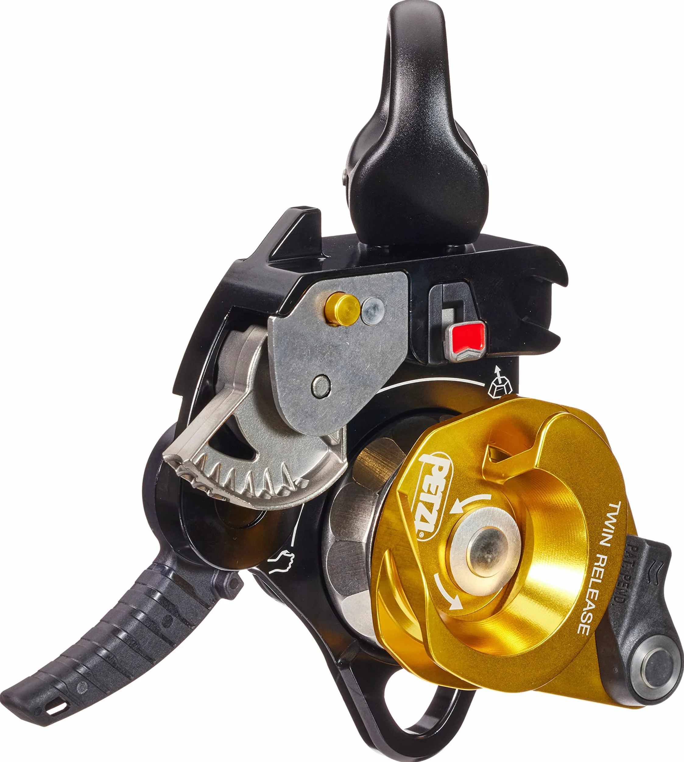 Petzl, Twin Release, Polea De Doble Bloqueo Desbloqueable para Sistemas De Recuperación, Oro Negro, U, Unisex Adulto