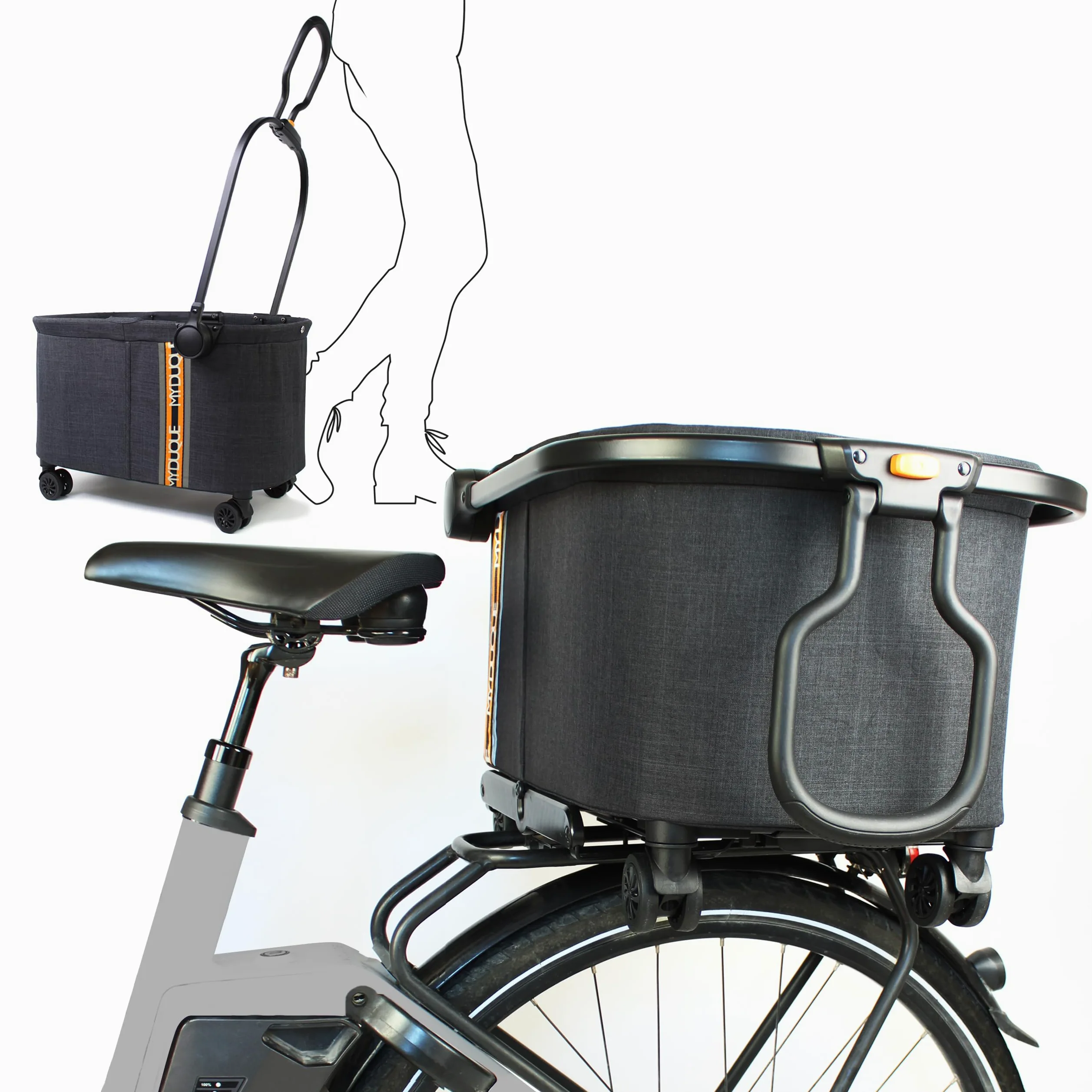 Multi 2 en 1 - Cesta para Bicicleta y Carrito de la Compra, Plegable, Incluye Soporte, manejo rápido, Bolsa para Bicicleta, Cesta de la Compra extraíble para portaequipajes