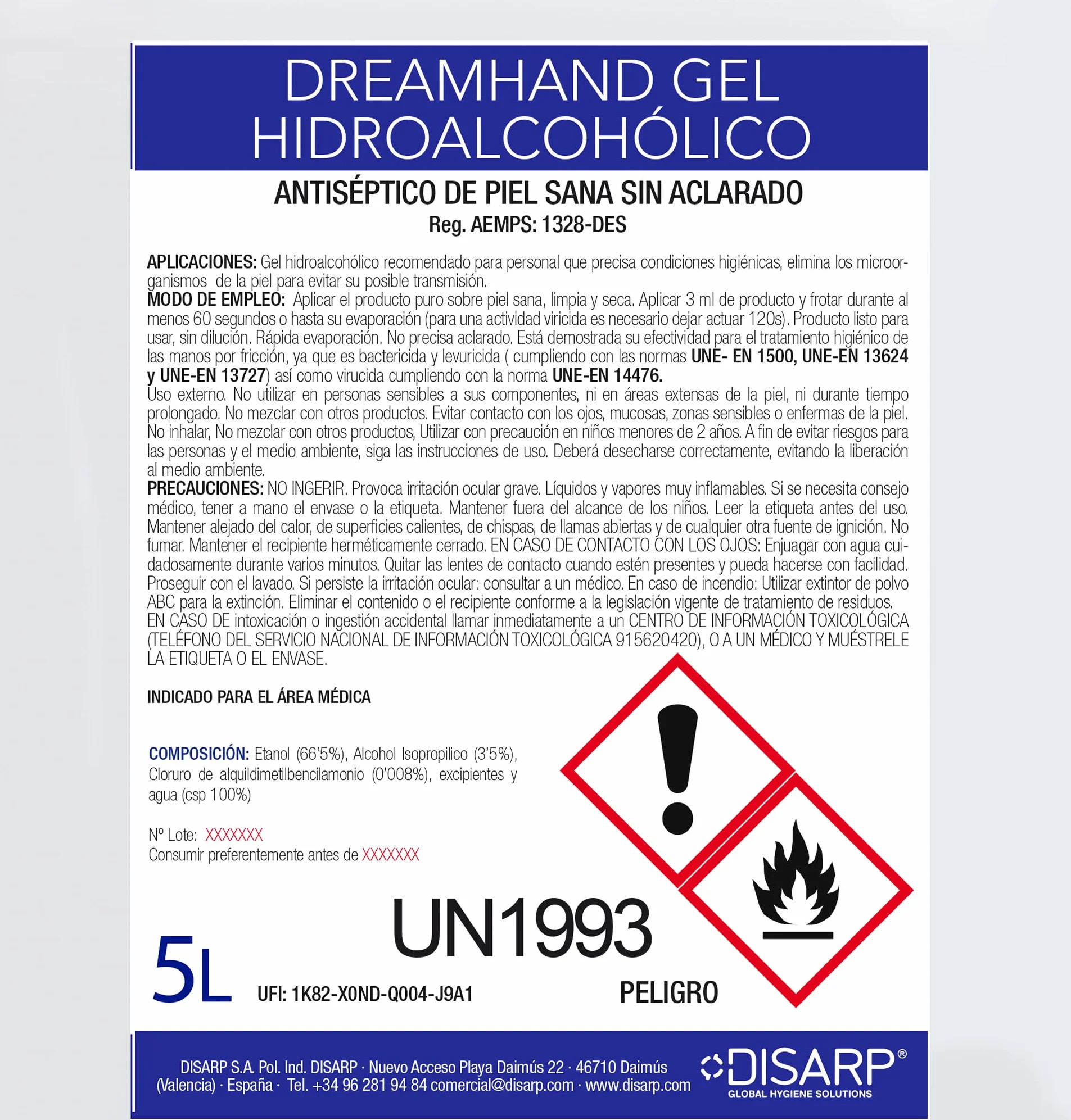 Gel Hidroalcoholico Higienizante Secado Instantaneo