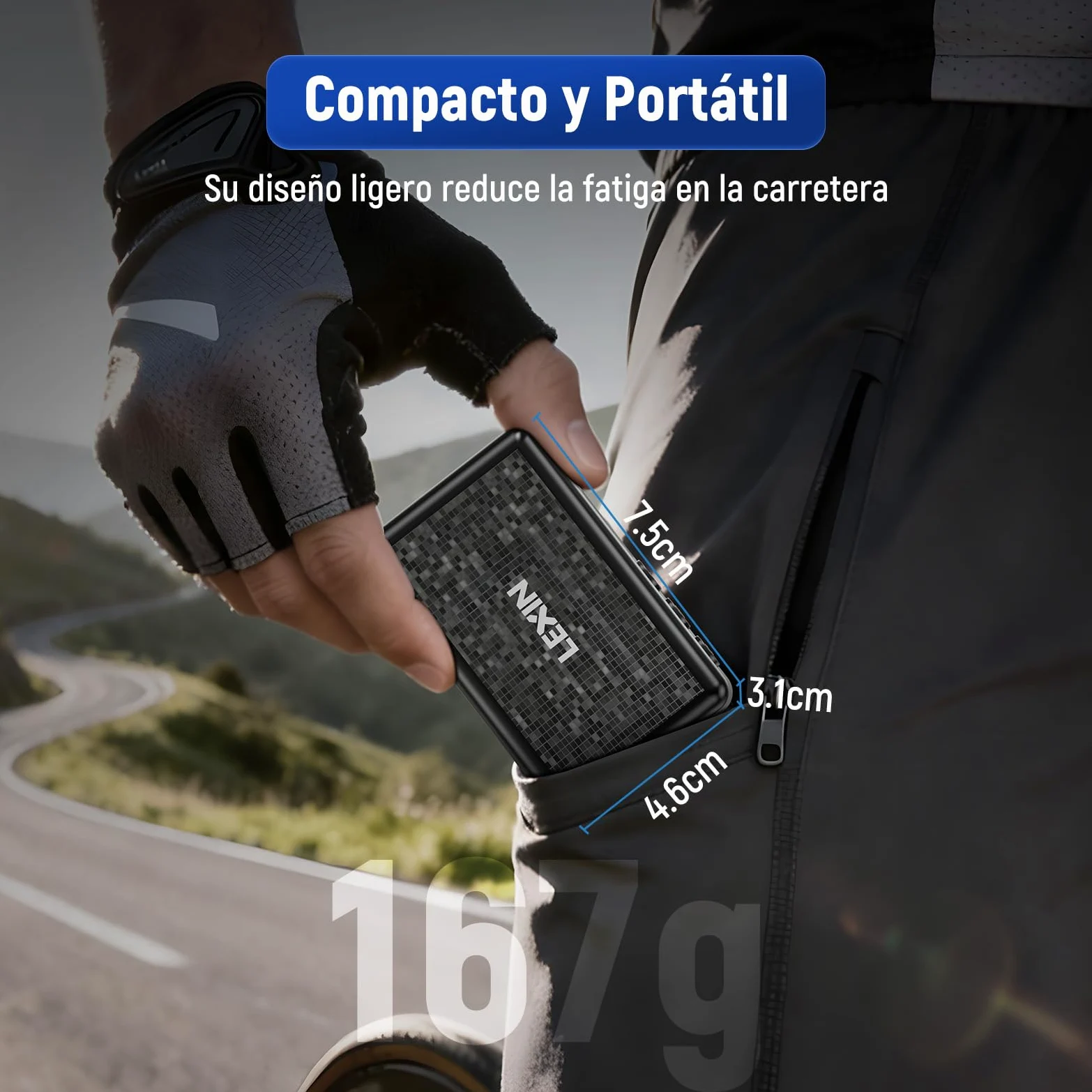 LEXIN P2 Mini Bomba para Bicicleta, 130 PSI, Ultra-Ligero, Pantalla LCD | Compresor Portátil para Bicicleta con Batería 700mAh, Válvulas Presta y Schrader, para Bicicleta/Moto/Bola/Scooter