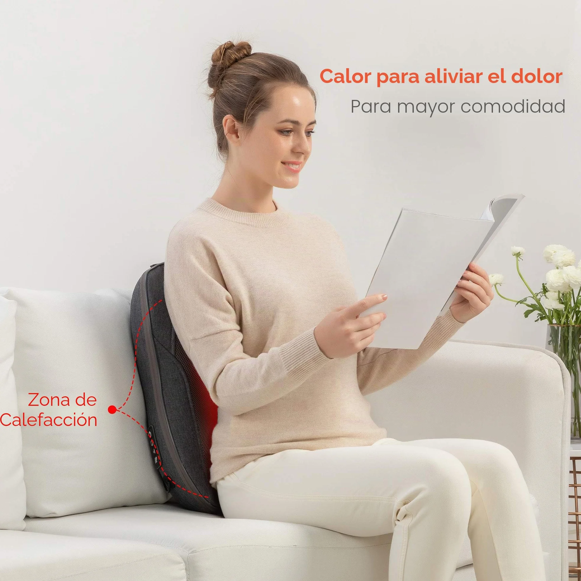 Comfier Shiatsu Masajeador de Espalda Cojín con Calor Portátil para Silla