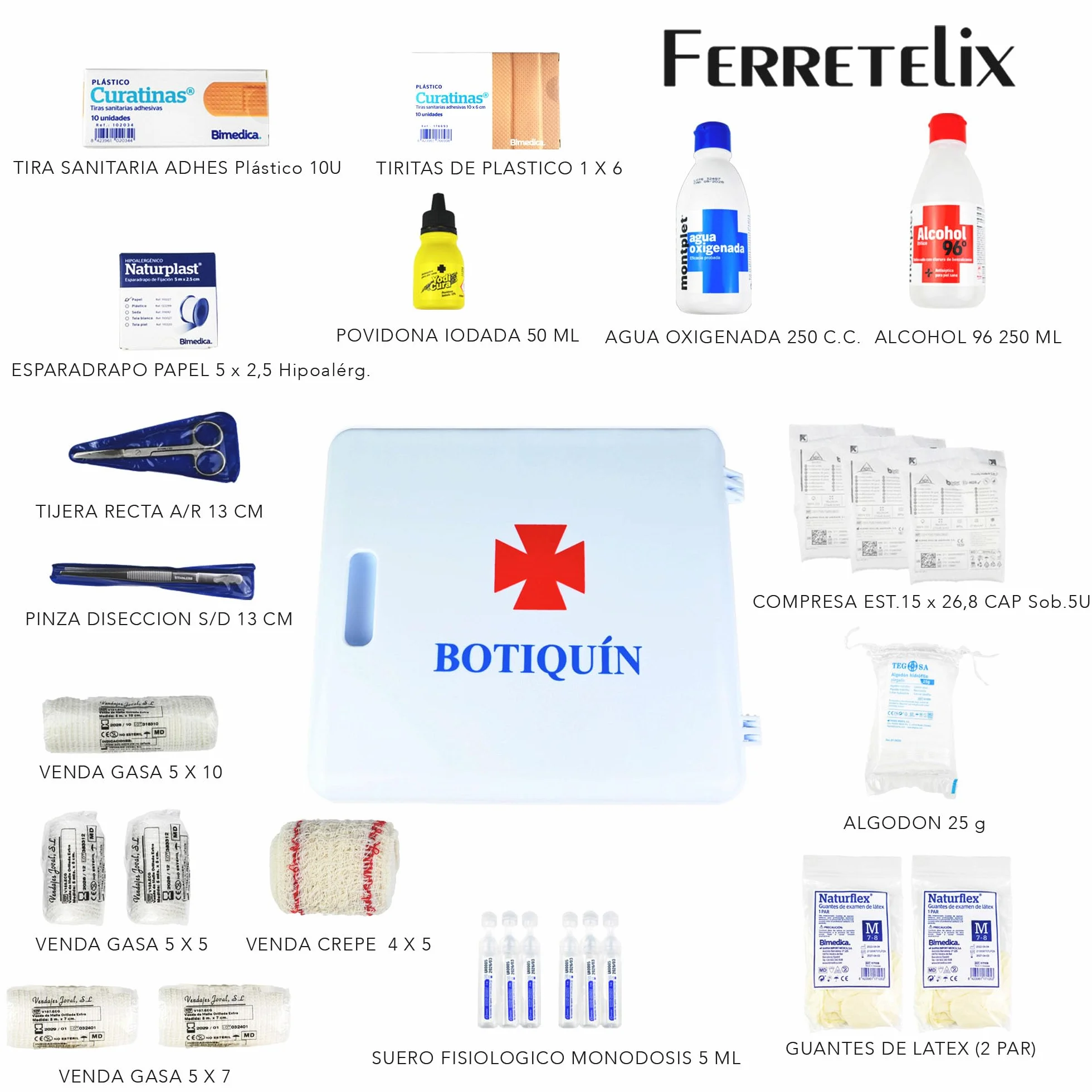 Ferretelix Botiquín de Pared 280x250x100 mm Primeros Auxilios