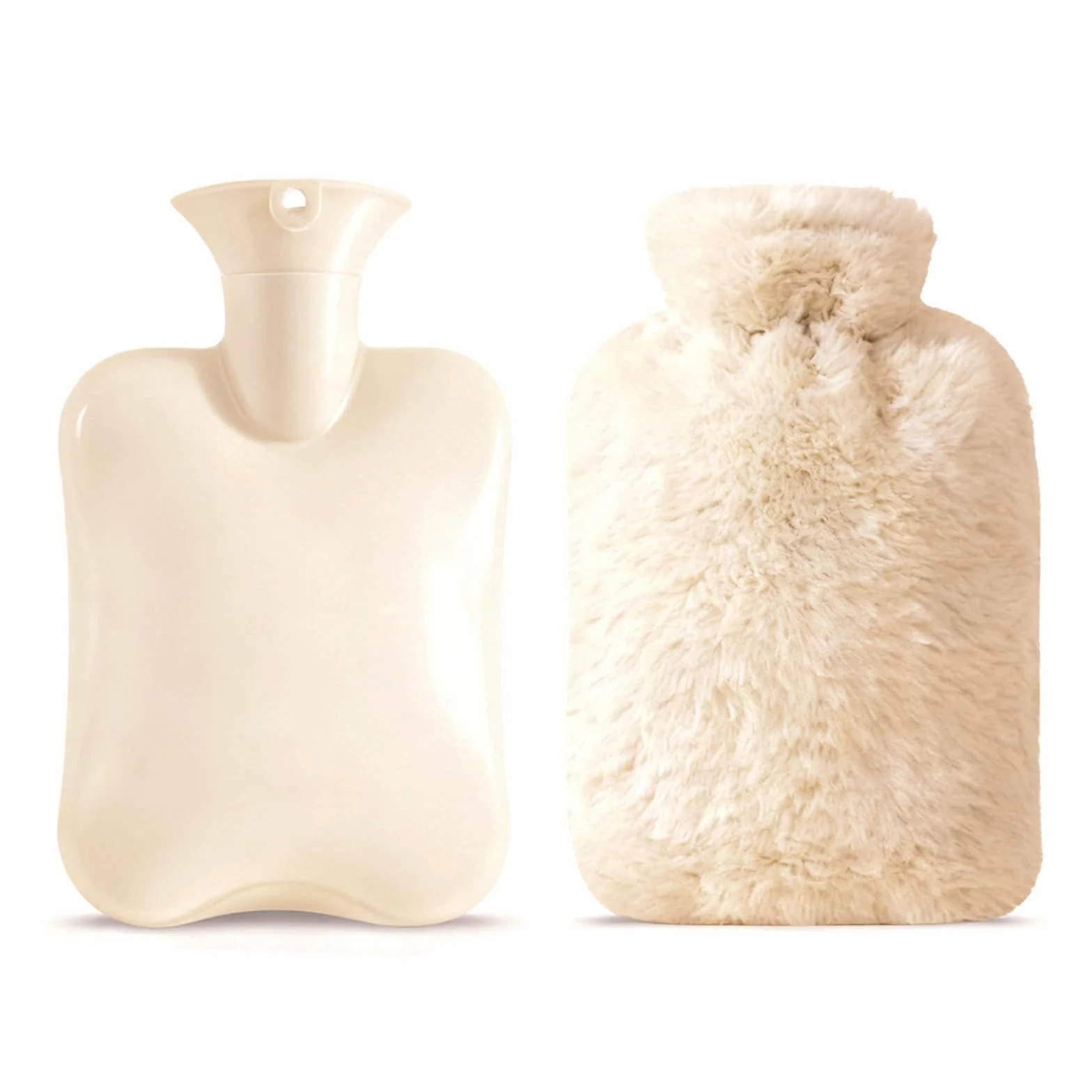 Bolsa de Agua Caliente 2L, Botella de Goma Natural con Funda de Felpa, para Alivio y Calidez