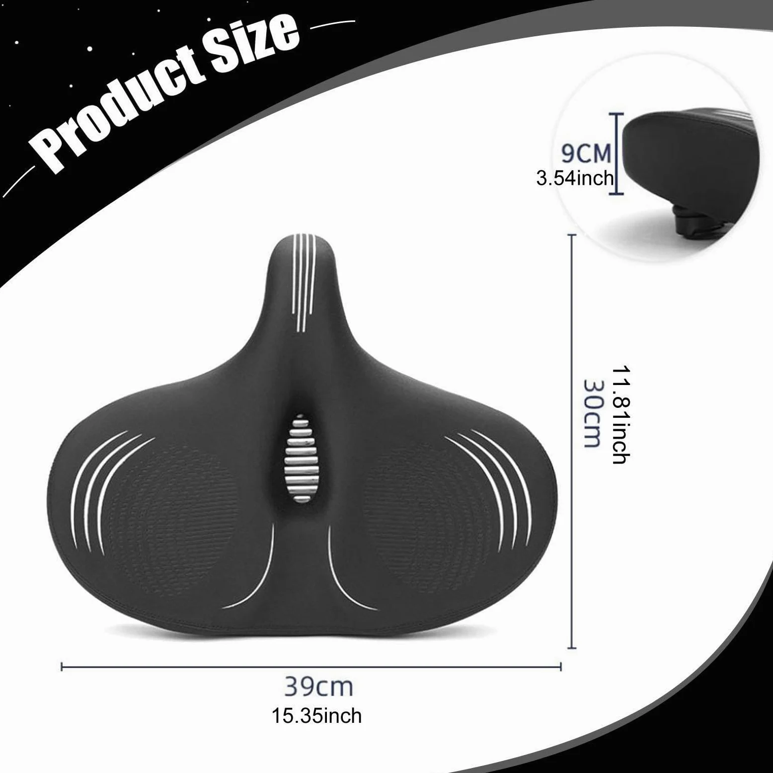 Amagogo Asiento de Bicicleta, sillín de Bicicleta de Gran tamaño, agrandado, Ancho, cómodo, con absorción de Impactos, para Ejercicio, Ocio, Ciclismo en