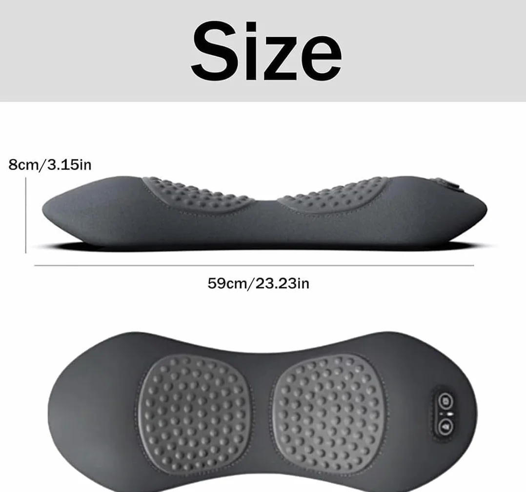 Masajeador Eléctrico 3 en 1 para Ciática, Tracción, Vibración y Calor, Soporte Lumbar Ergonómico Negro