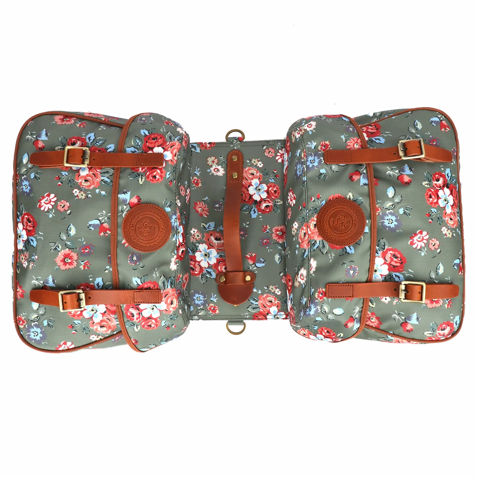 TOURBON - Bolsa de Lona Impermeable para Bicicleta, Doble alforja, para Almacenamiento de Equipaje (patrón de Flores)