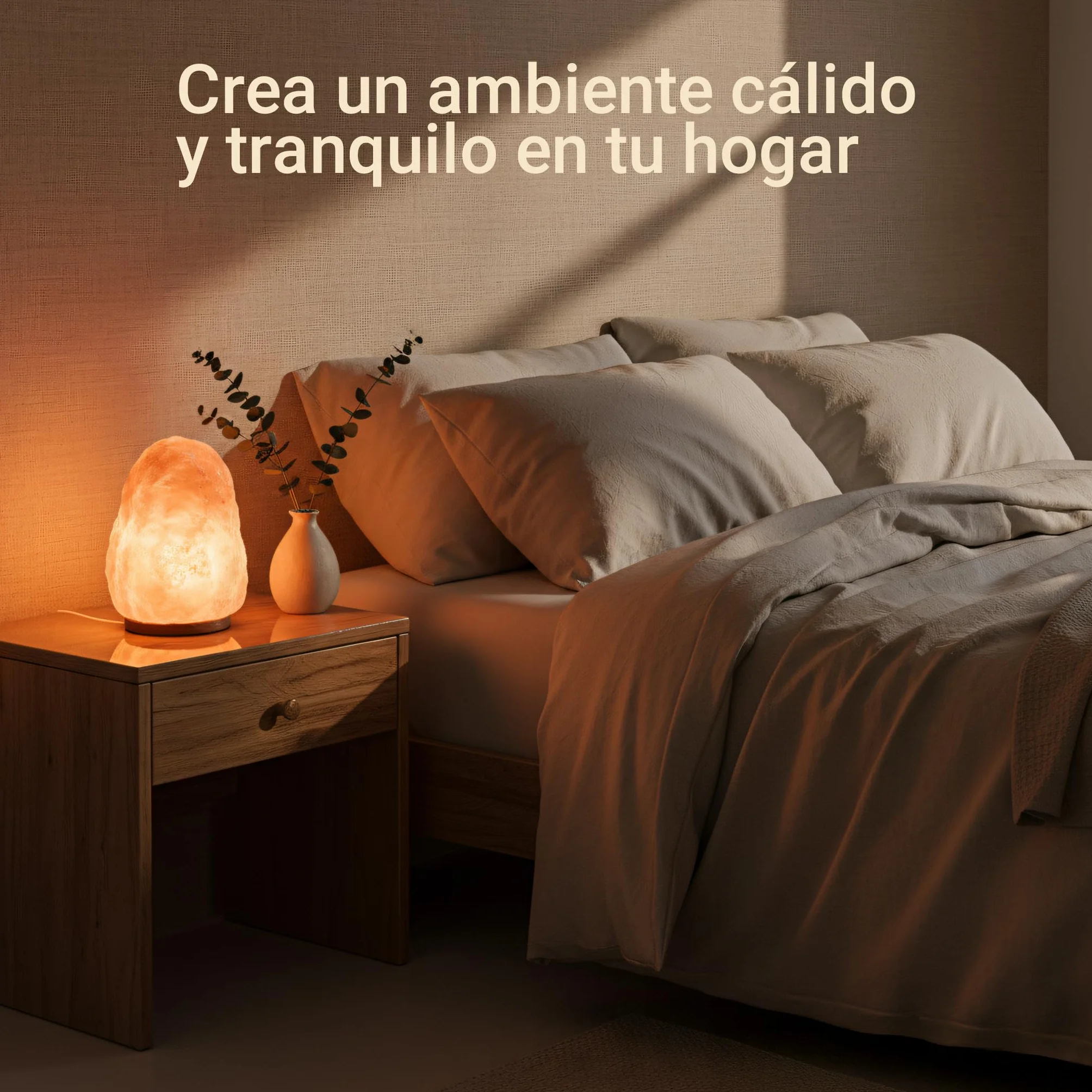H HANSEL HOME Lámpara de Sal Natural del Himalaya 1.5-2kg con Cable y Bombilla Base de Madera
