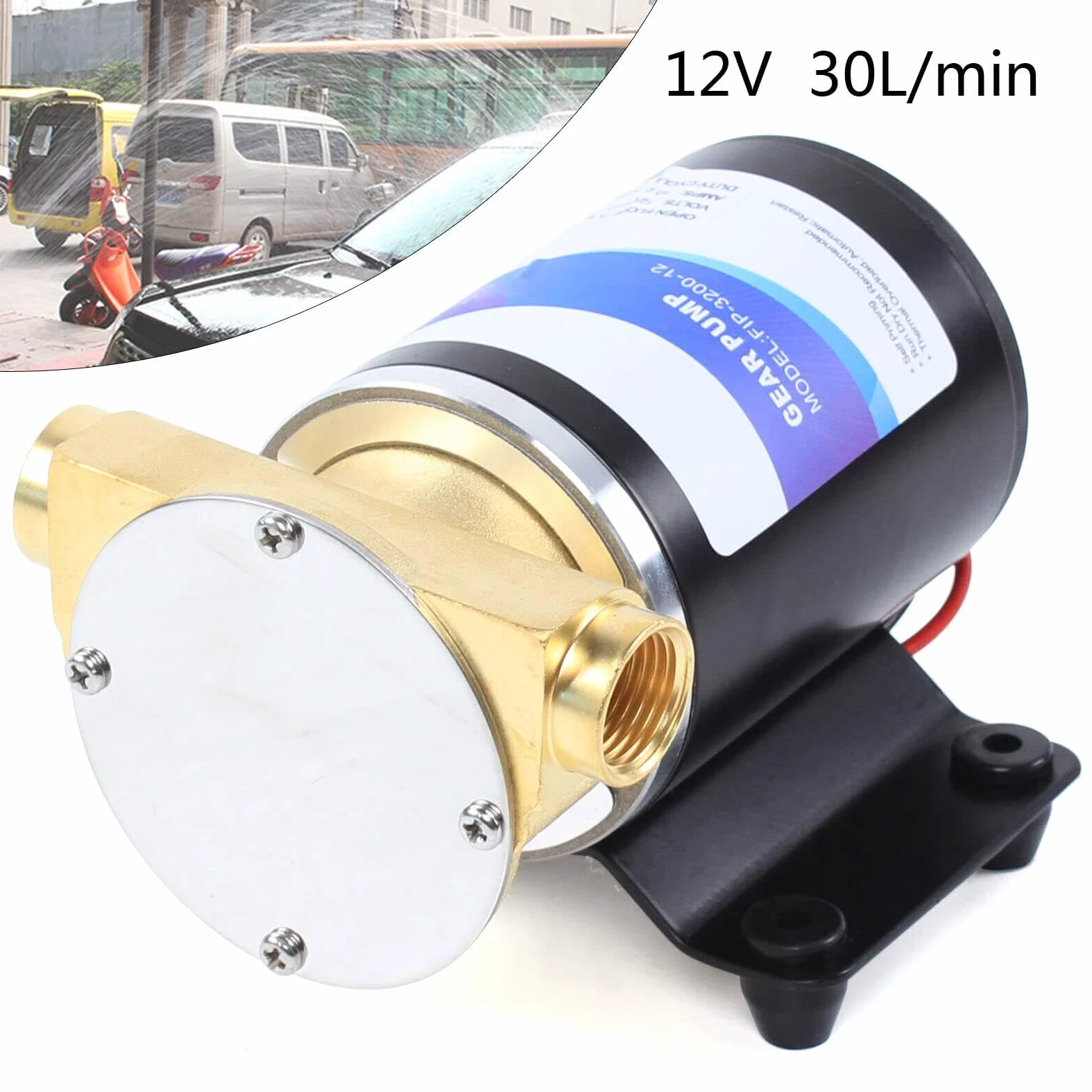 Bomba autocebante de 12 V con flujo 23-30 l/min – Sentina de membrana para lavado de techo, sumergible