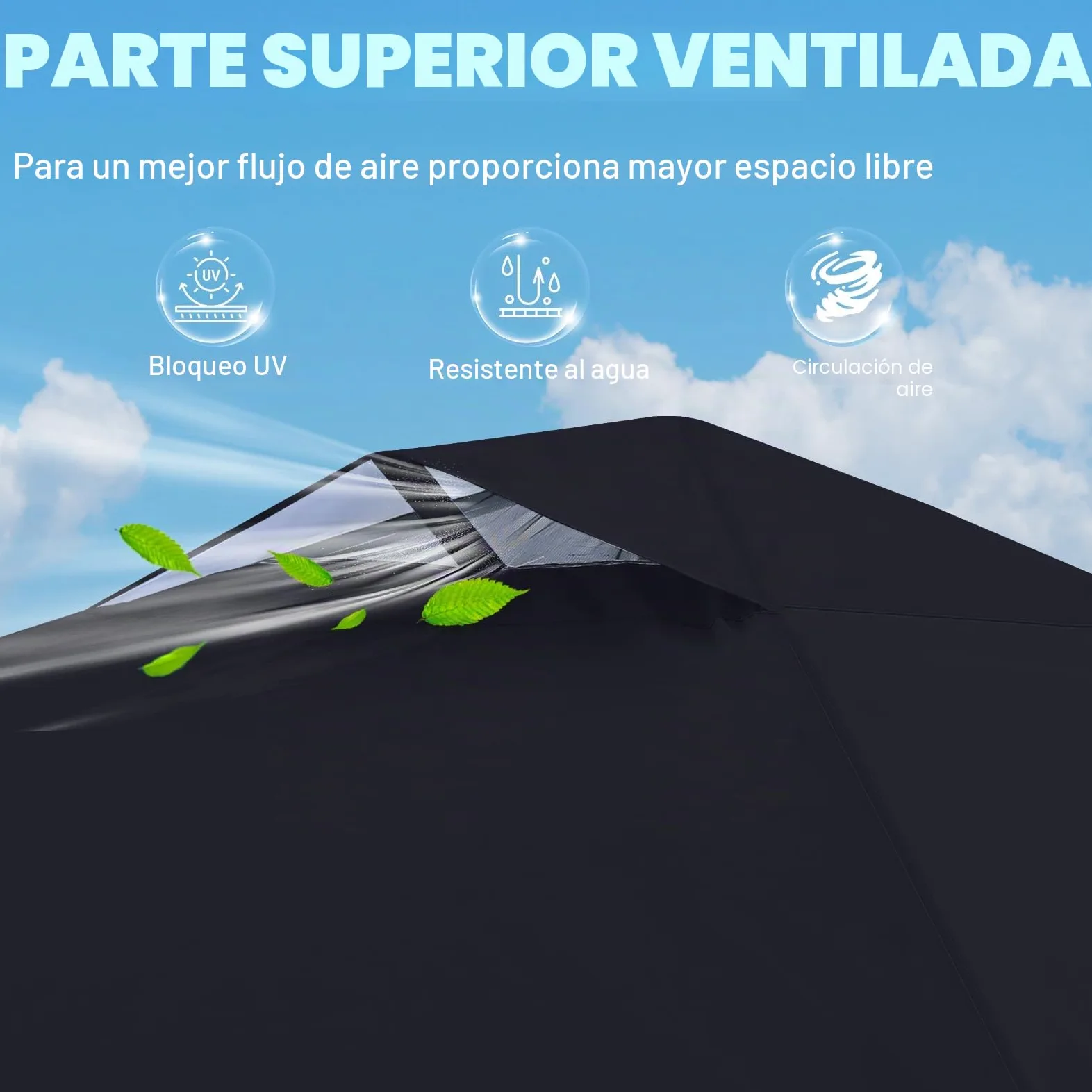 MasterCanopy Durable Ez - Tienda de campaña desplegable con 1 Pared Lateral (3 x 3 m, Negro)