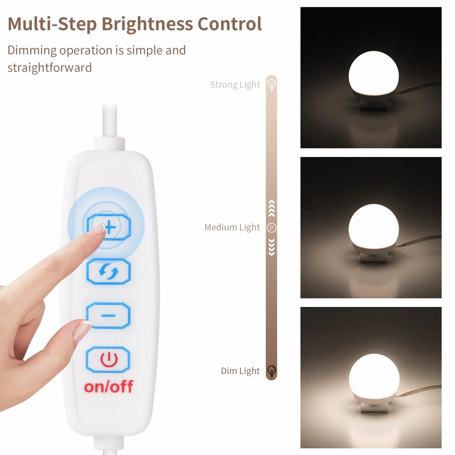 Jinlaili Luces de Espejo Maquillaje LED, 12 Bombillas Regulables, 3 Colores 9 Brillos, Lámpara de Tocador