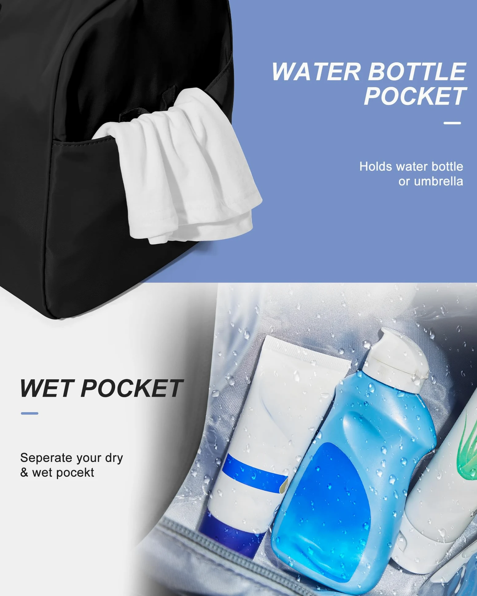 Bolsa de Viaje, Color Negro, Black, Bolsa de Gimnasio