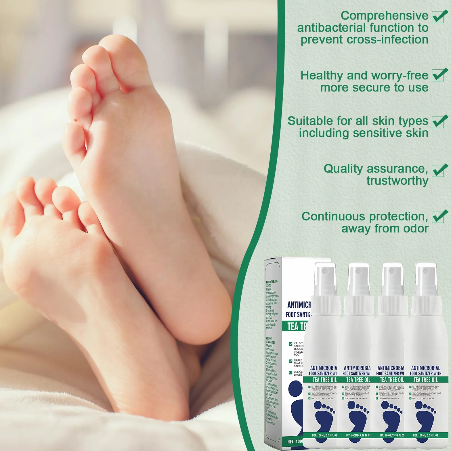 Hongos Pies Desodorante De Pies Tratamiento Para Aliviar Infecciones Pie De Atleta 4x100ml
