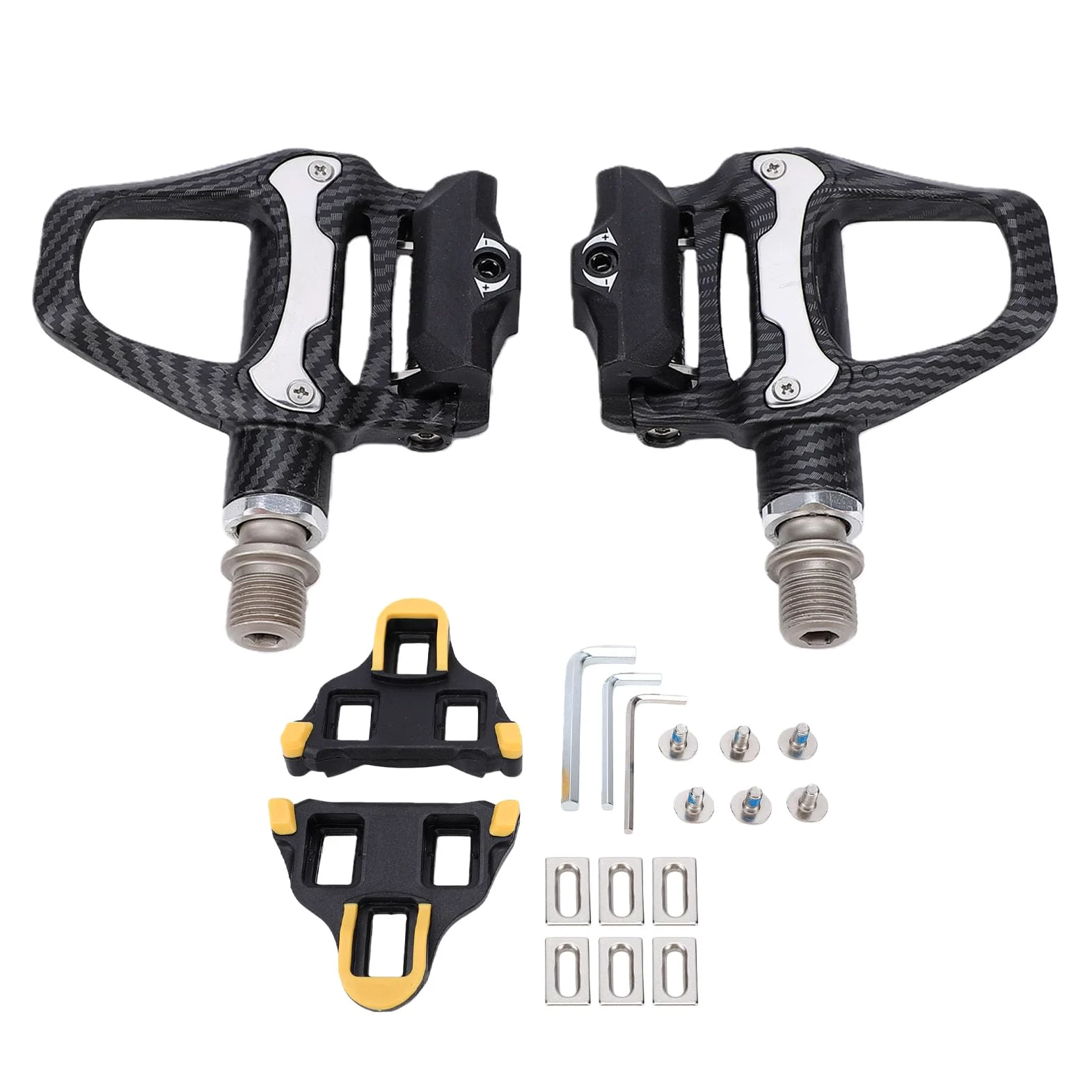 Naroote Pedales para Bicicleta de Carretera, Pedales Automáticos de Aleación de Aluminio para Bicicleta de Montaña con Calas, Rosca de 9/16 Pulgadas, Plataforma Ancha para Ciclismo