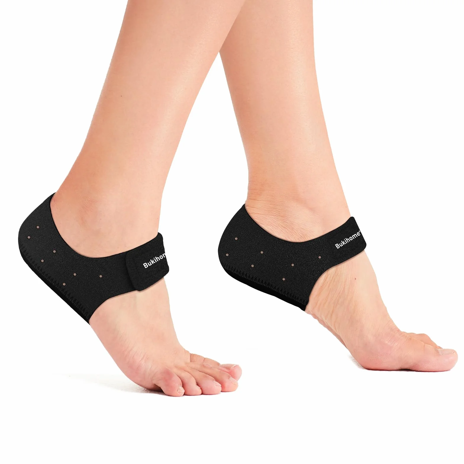 Protector de talón de gel Fascitis plantar Bukihome Copa de talón alivia dolor talón almohadilla apoyo Negro 36-41