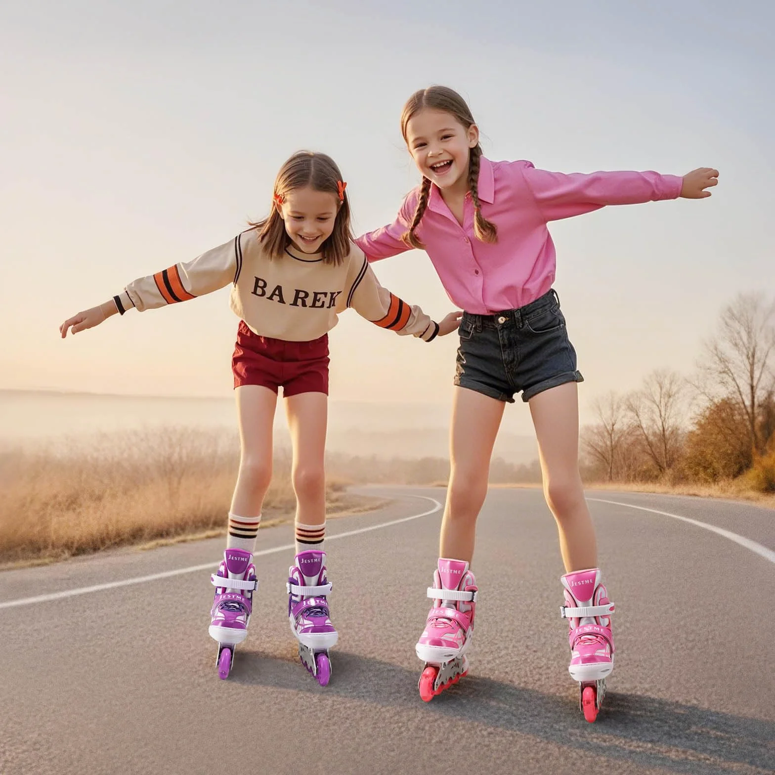 Patines en Línea Niña 4 Tamaños Ajustables con Ruedas de Iluminación para Principiantes