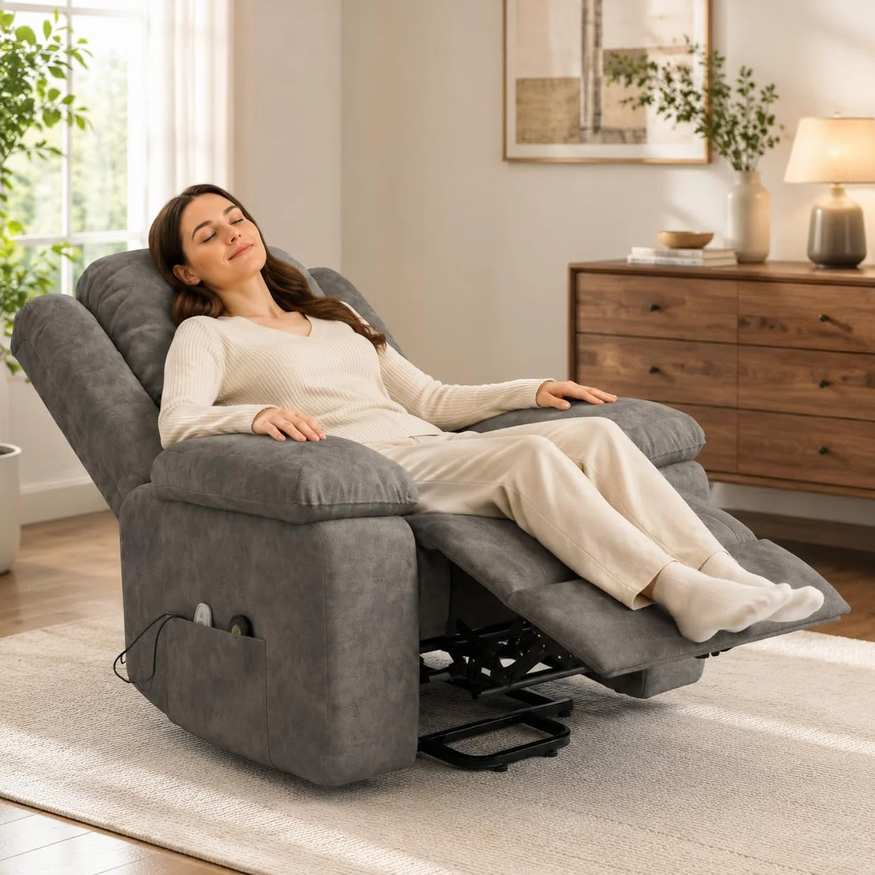 Silla de masaje eléctrica con calefacción reclinable vibración gris
