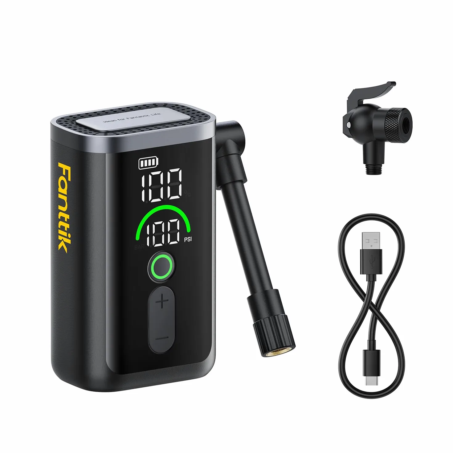Fanttik X11 Ace Mini bomba de bicicleta, bomba de bicicleta de inflado rápido de 21 segundos con calibre, bomba de aire eléctrica de 150 PSI portátil con válvula Presta y Schrader para bicicleta de
