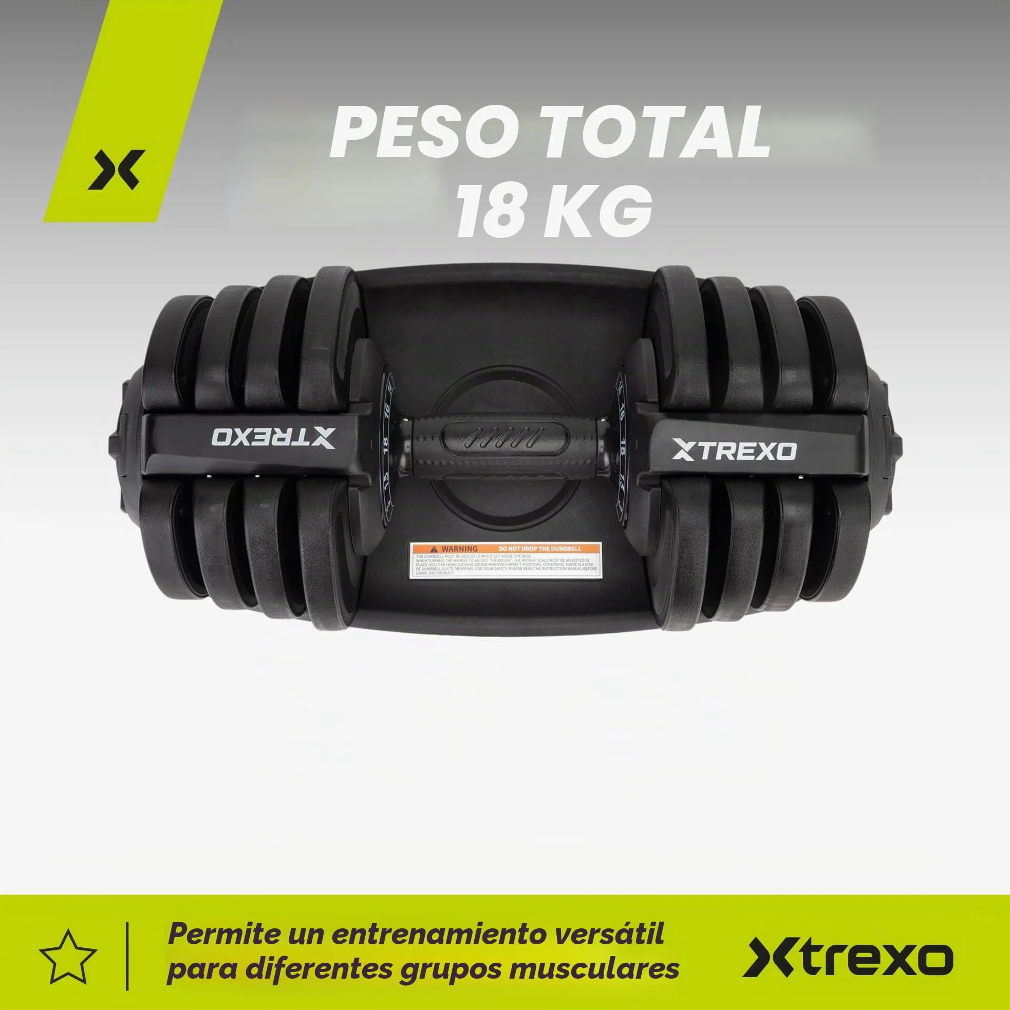 TREXO Mancuerna 18|24|32|40 kg con Pomo de Ajuste de Peso Mancuerna de Hierro para Fitness con Mango Ergonómico Antideslizante