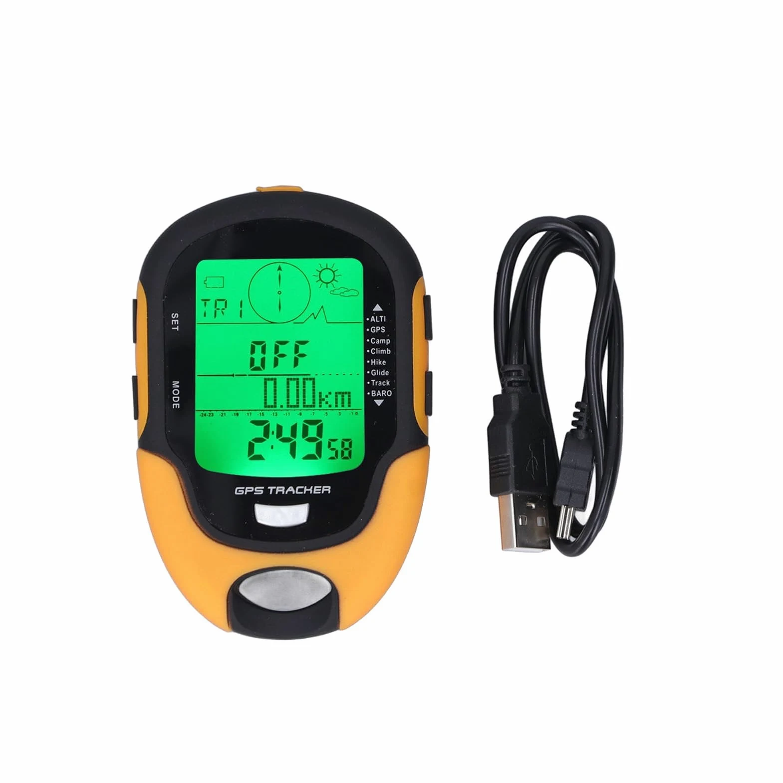 HERCHR Altímetro Digital, medidor Multifuncional GPS, termómetro de Mano portátil, higrómetro, brújula Digital a Prueba de Agua para Coche, Senderismo, Camping