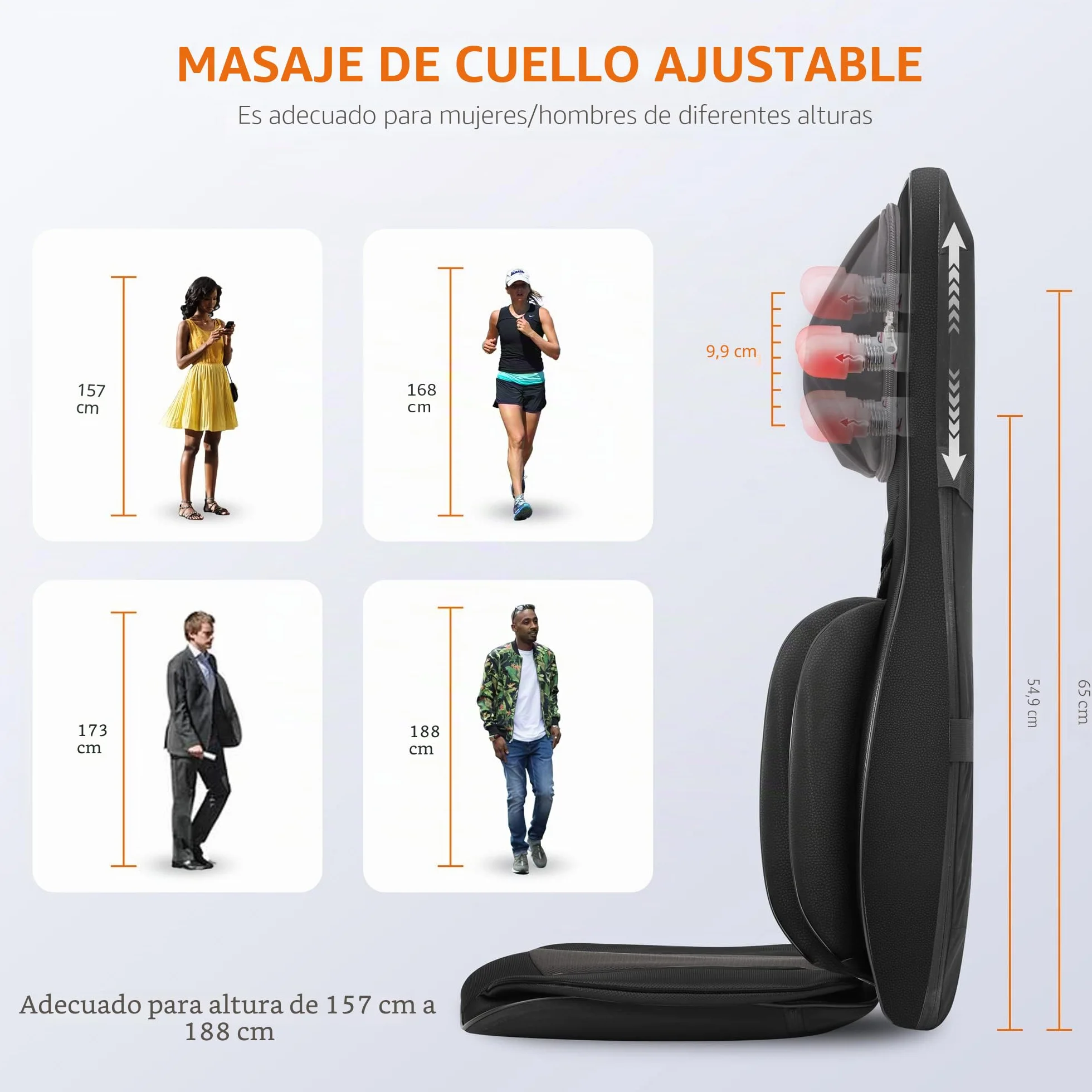 Snailax Asiento de Masaje Shiatsu con Calor, Cojín de Masaje 4D, Masajeador Eléctrico de Cuerpo Completo para Espalda y Cuello