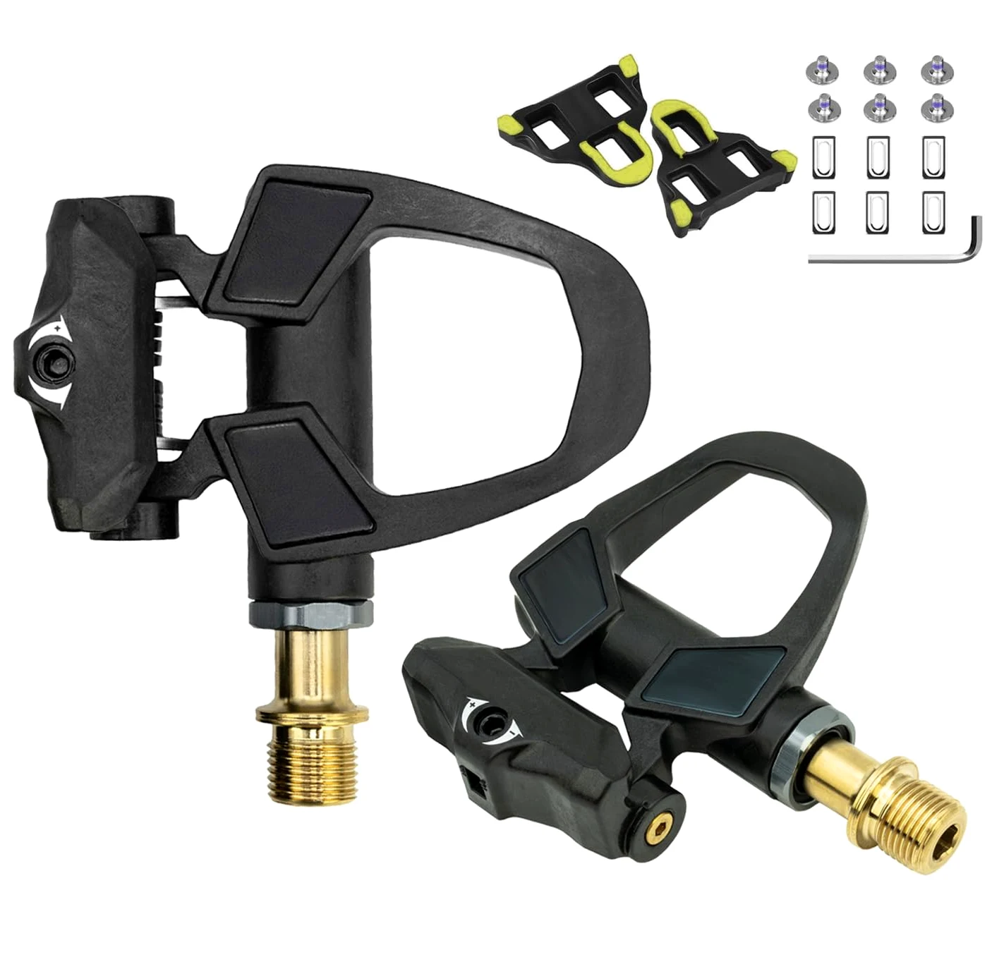 Thinvik Carbon-Ti 202 g (par) Pedales de bicicleta de carretera para Shimano SPD-SL – Ultralicht + Cleats, ajuste de 6°, eje 9/16 pulgadas, 53 mm