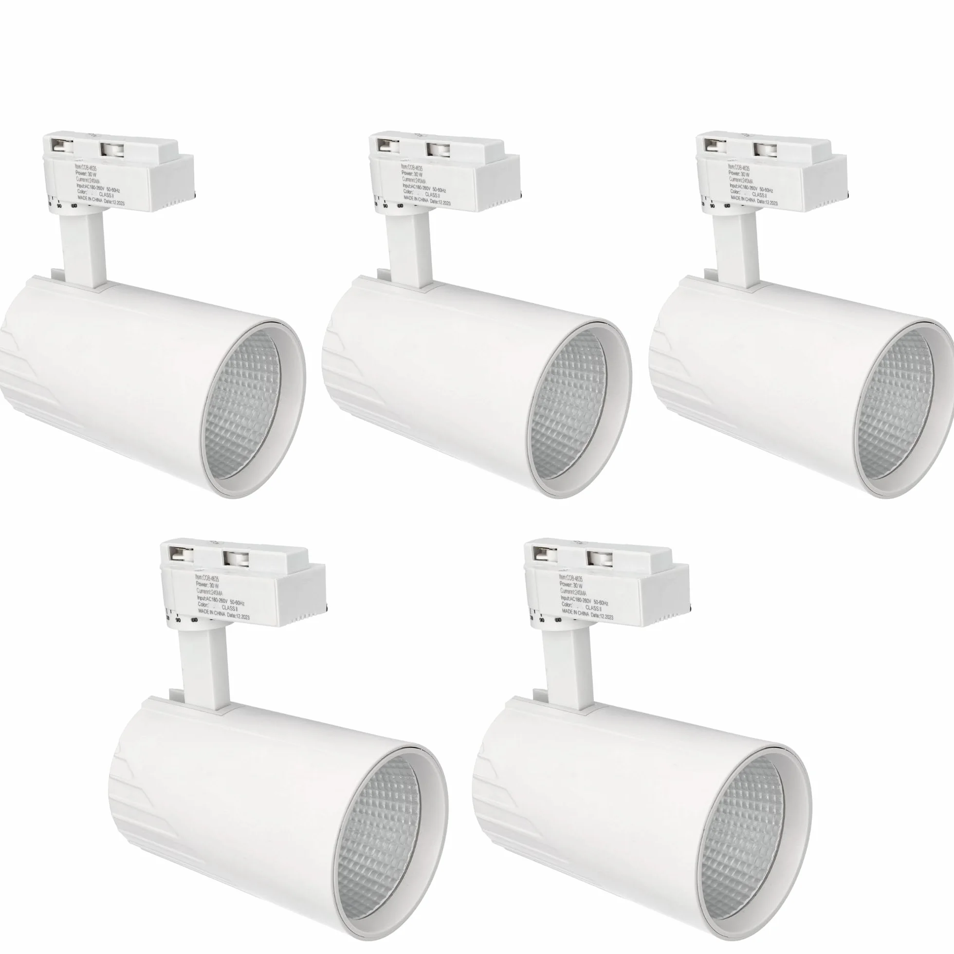 Jandei Pack x5 Foco Techo Led Carril 30W Blanco Neutro 4200K 3000 Lúmenes 185V-265V AC Aluminio