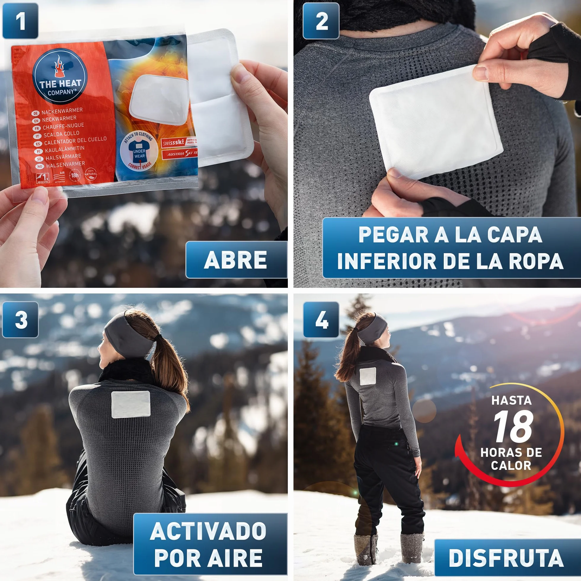 THE HEAT COMPANY Calentador del Cuello 3 piezas 18 horas de calor adhesivo instantáneo activado por aire