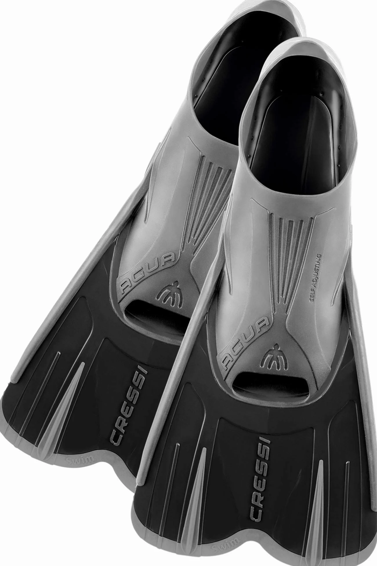 Cressi Agua Short Aletas de Snorkeling, Unisex Adulto, Negro/Plata, 45/46 + Mexico Tubo De Snorkel, Unisex-Adult, Negro, Un Tamaño