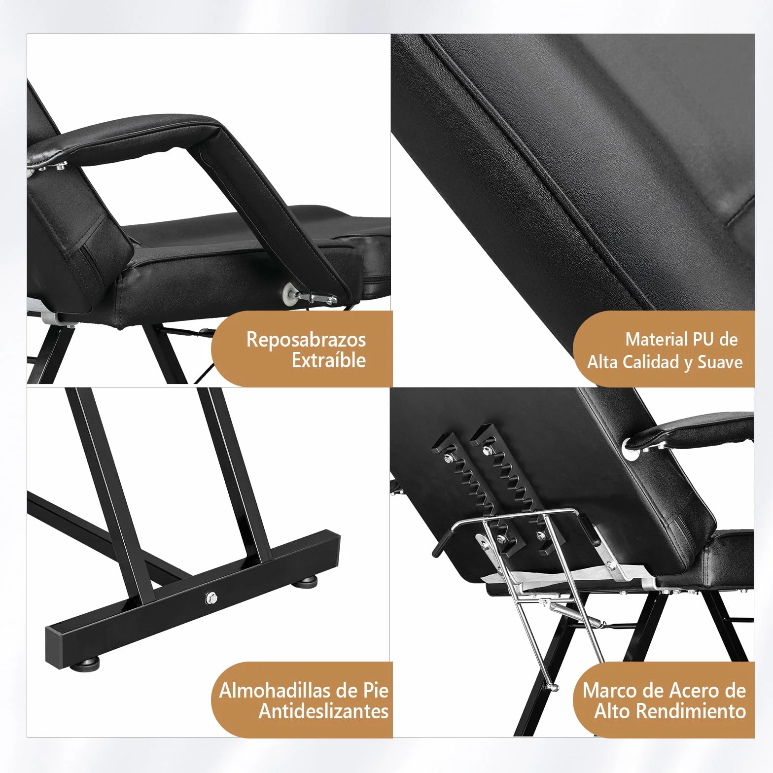Bonnlo Camilla Masaje Ajustable, Cama de Masaje para Salones de Belleza, SPA, Negro