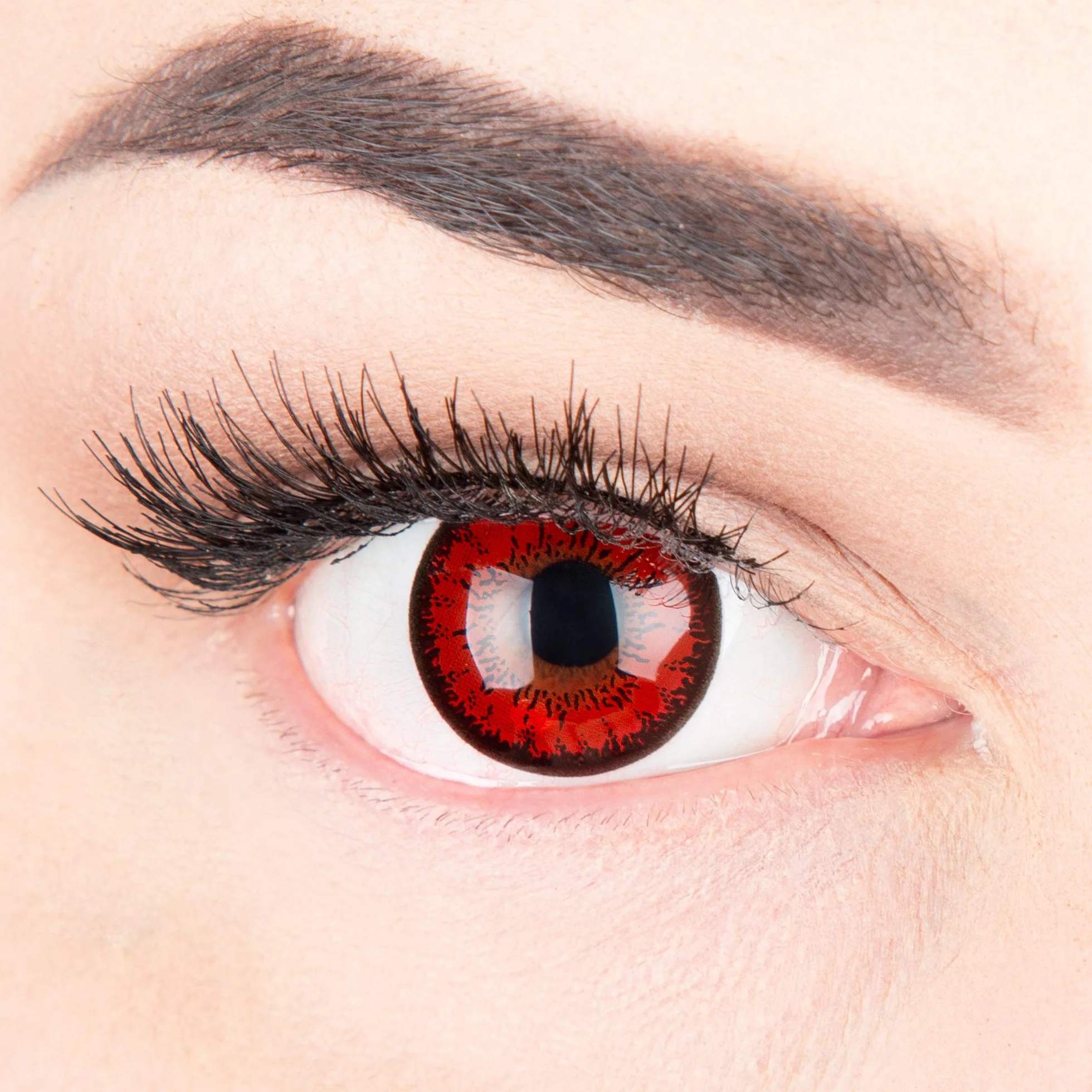 Lentillas de color rojo negro Red Flower 1 par, blandas, sin graduación, para Halloween