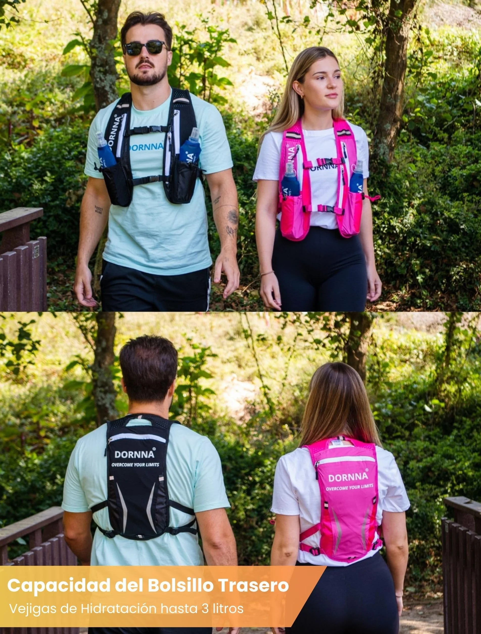 Ultra Terra V2 Chaleco Hidratación Trail Running Mochila Correr Hombre Mujer 2 Soft Flask 500ml Bolsillo Trasero 1.5L