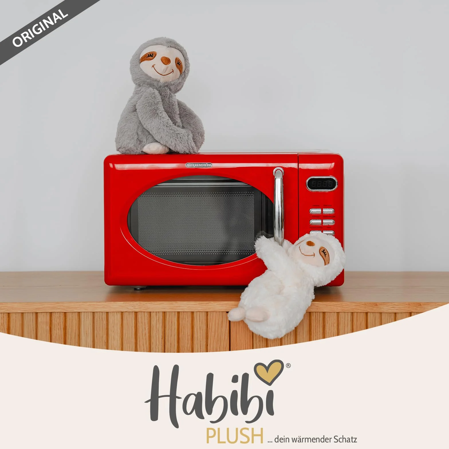 Habibi Plush Premium Hugys Perezoso Mamá (Gris) Niño (Crema) Cojín térmico microondas horno