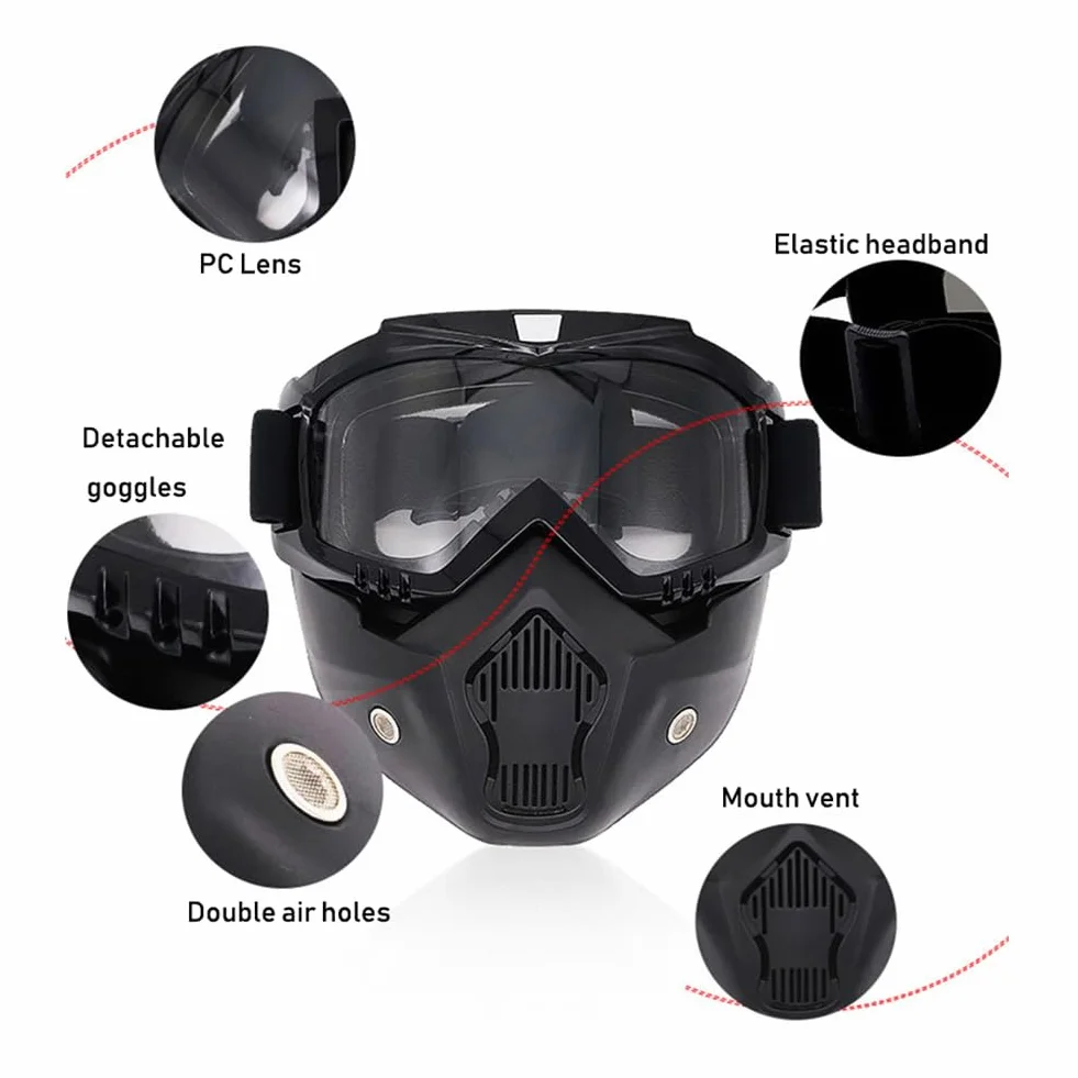 Casco táctico de airsoft y máscara completa con gafas de seguridad desmontables con soporte NVG delantero y riel lateral PJ FAST Helmet