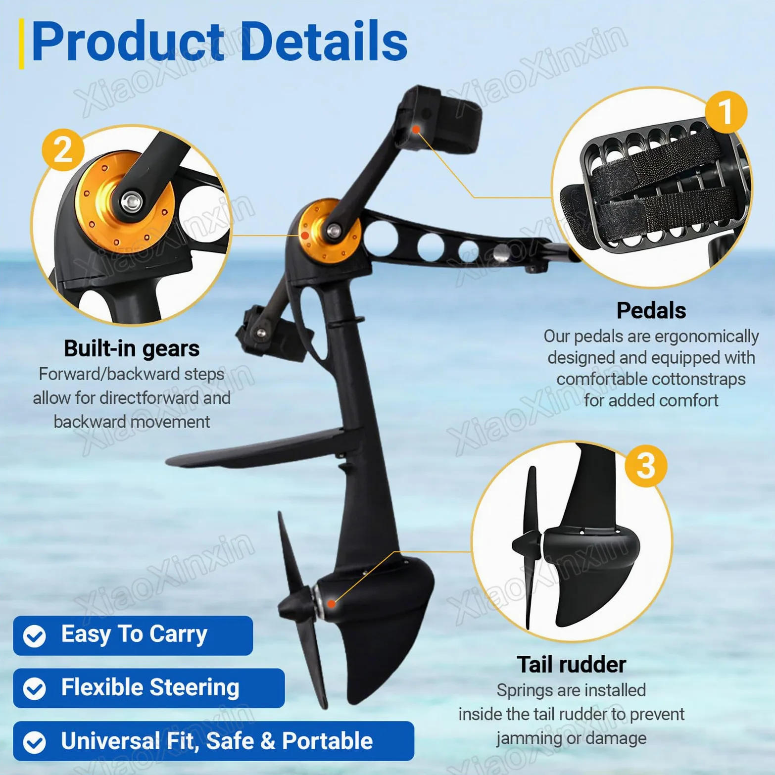 Motor de pedales para kayaks, motor para tablas de paddle surf hinchables | unidad propulsión para barcos de pesca, compatible con kayaks y SUP, remos de kayak para pesca y caza, para adultos y niños