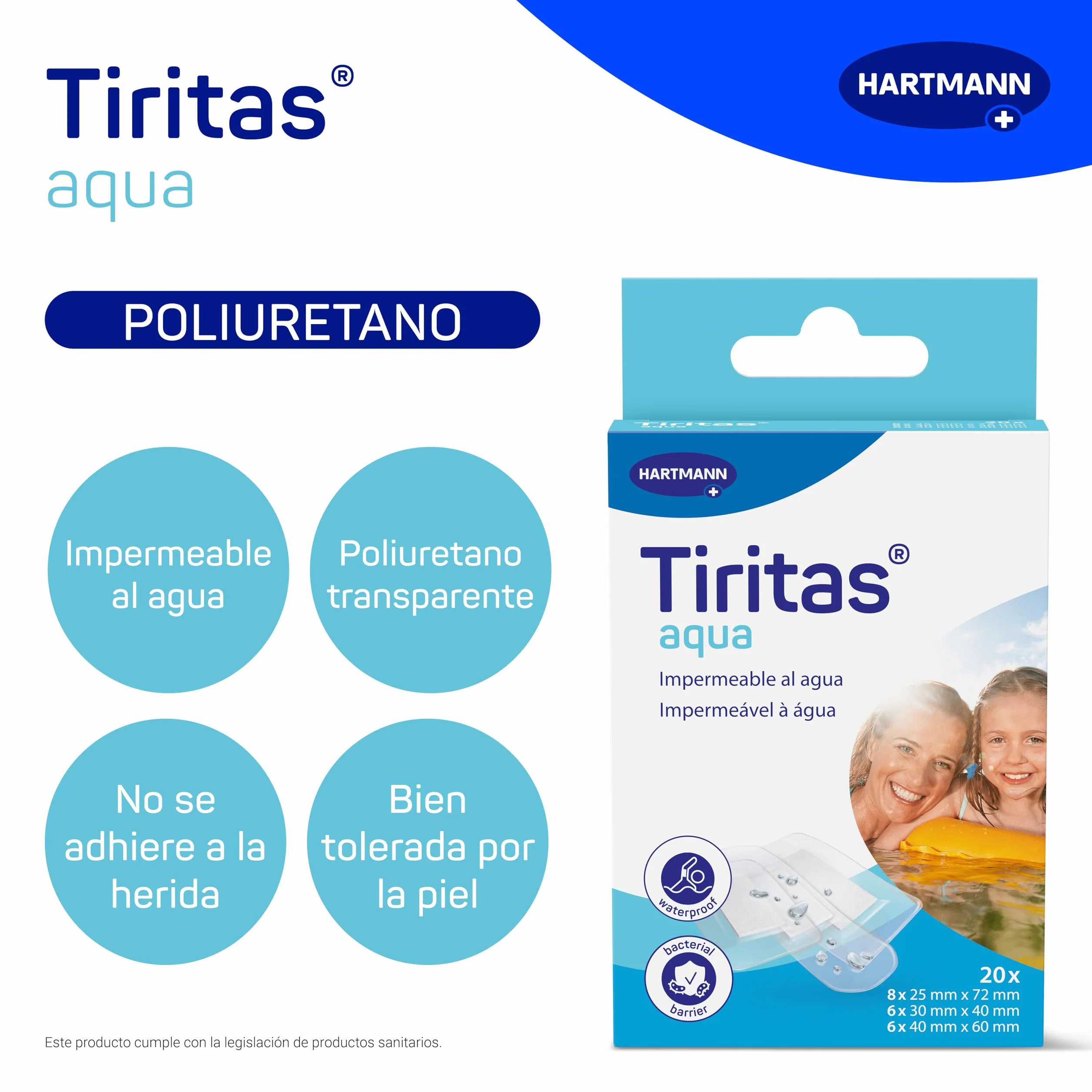 TIRITAS Aqua Kids Apósitos impermeables hipoalergénicos diseño tatuaje piel transpirable 2 tamaños 12 unidades