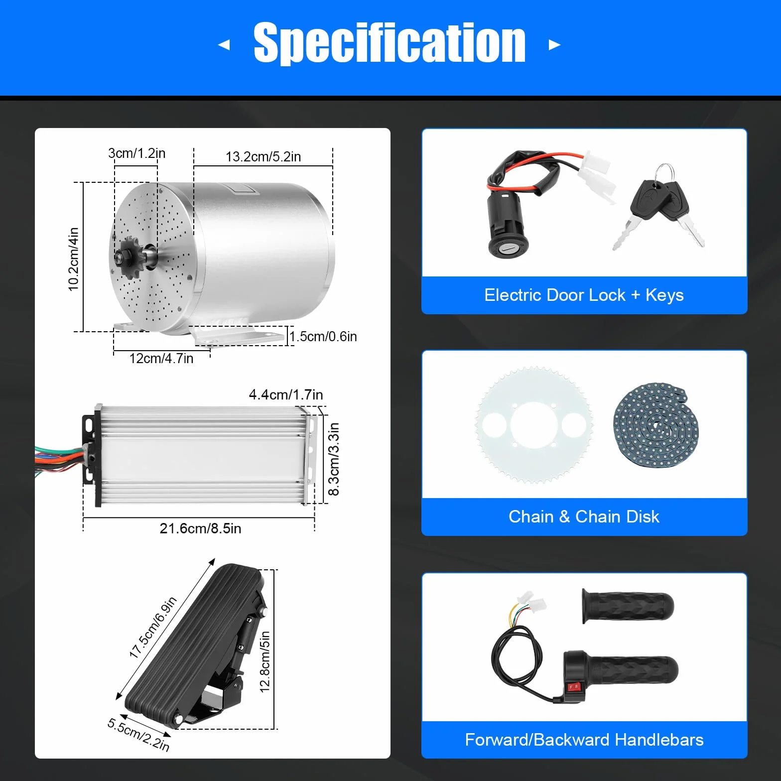 Kit de motor eléctrico sin escobillas 48-72V 43A 3000W 200 kg