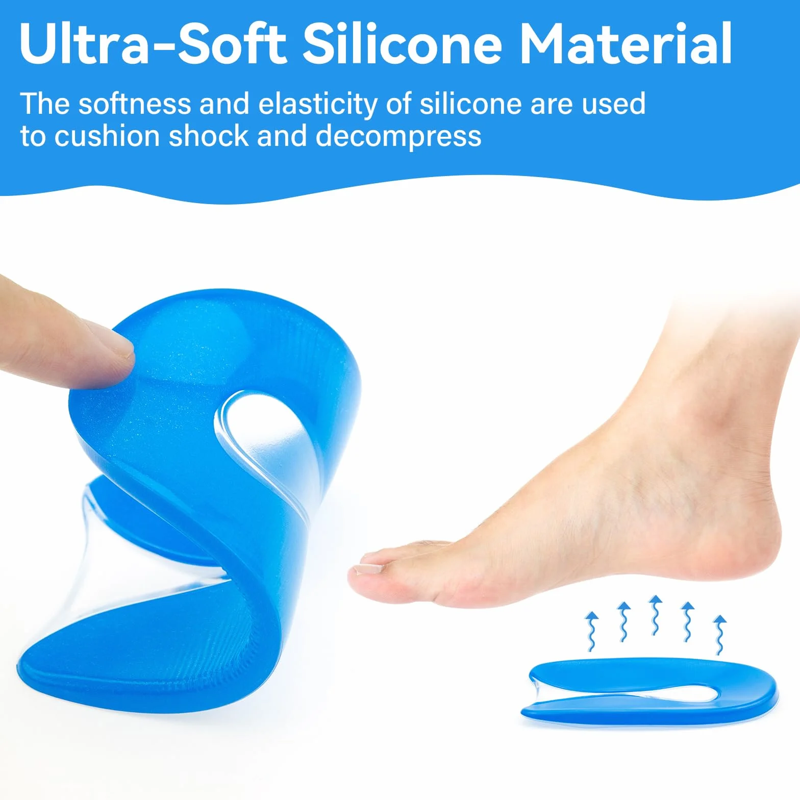 Taloneras Silicona Plantillas de Talón Gel Aliviar Fascitis Plantar Espolon Calcaneo Hombres Mujeres S/35-39