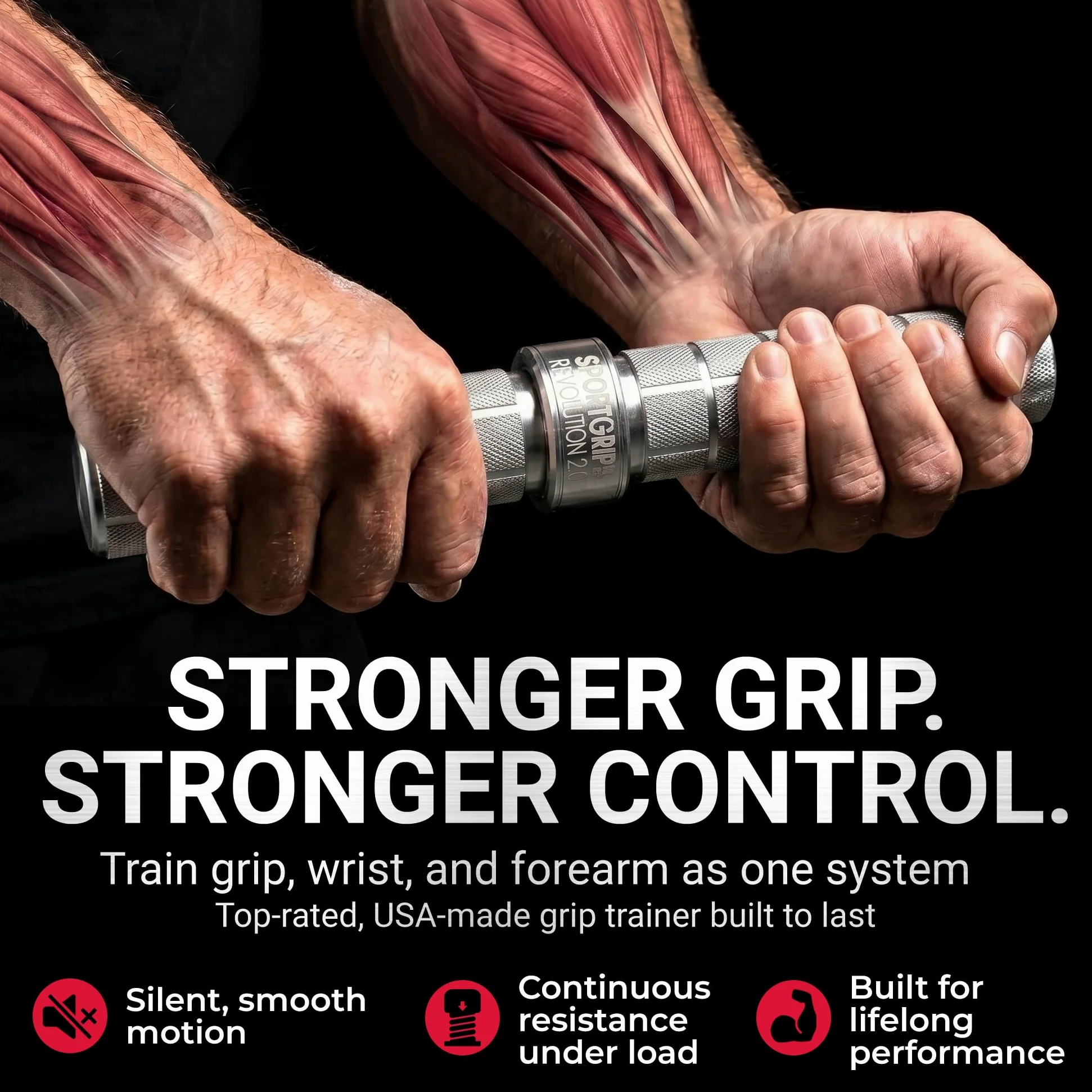 Sportgrips Sidewinder revolución – Muñeca, antebrazo, Agarre endurecedor # 1, Resistencia Ajustable