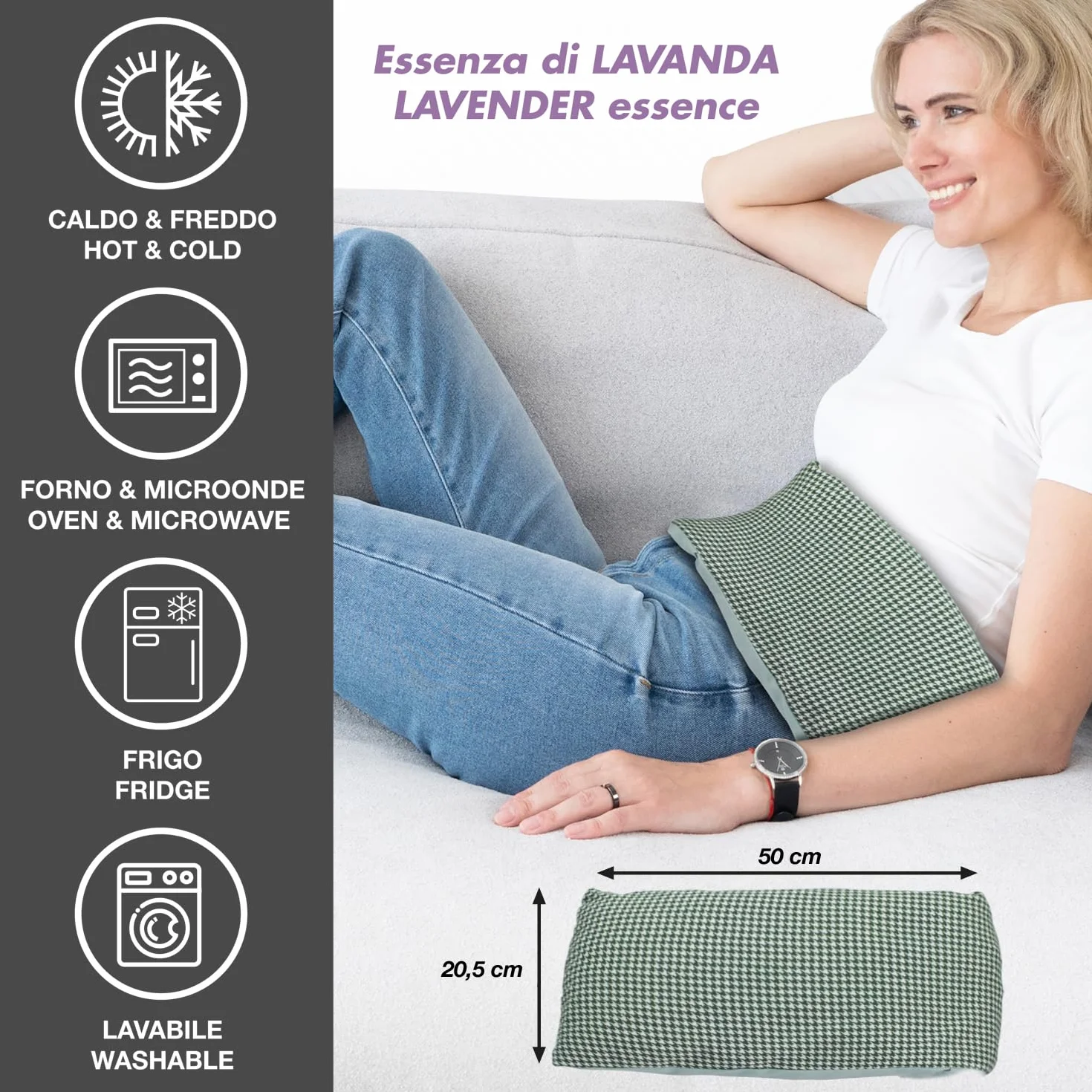 BEPER C302AAC003 Almohadilla térmica con huesos de cereza y lavanda, banda refrescante de algodón extraíble