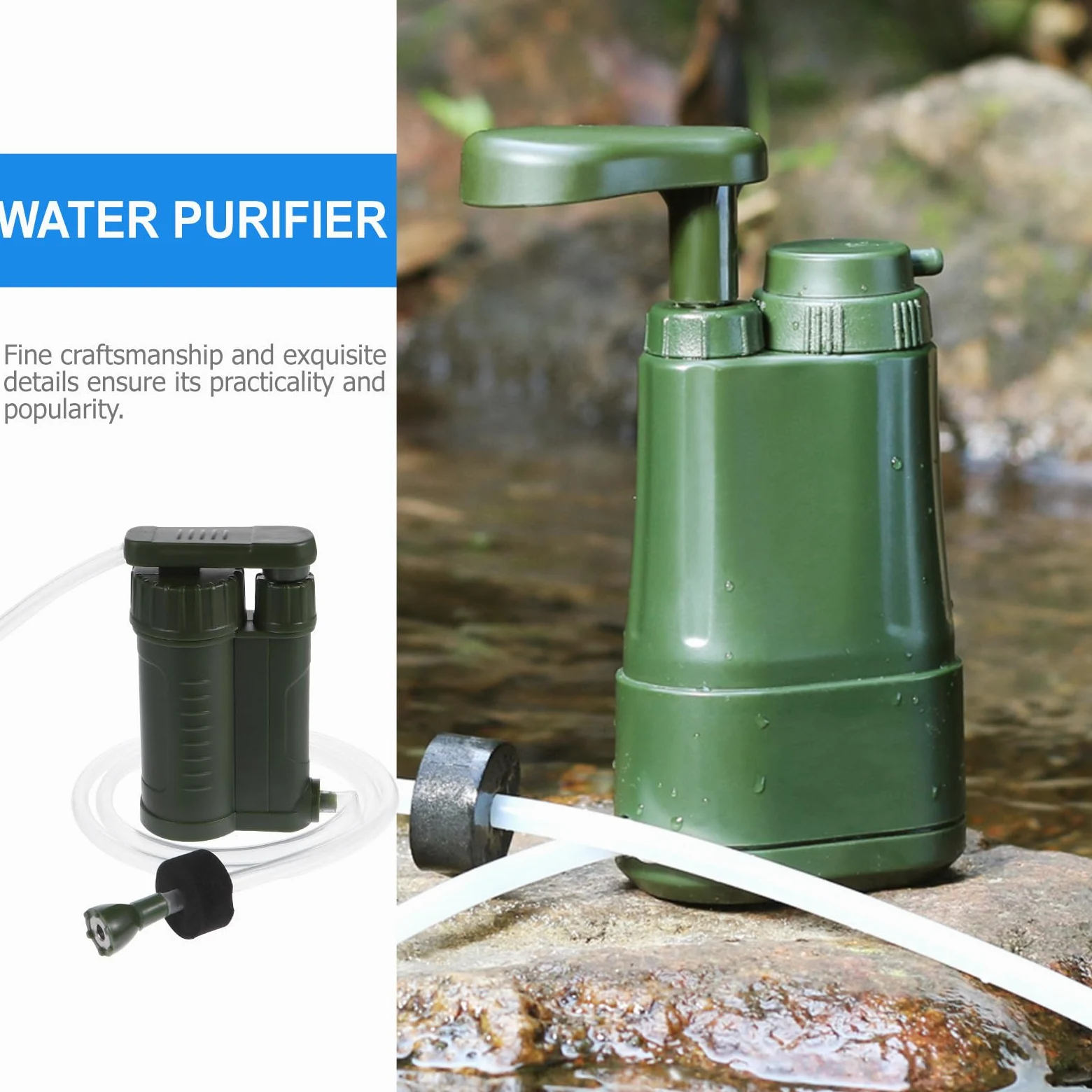 Toddmomy Purificador de Agua Portátil Verde de Abs para Camping | Filtro Exterior de Emergencia, Seguro y Fiable, Fácil de Transportar, Uso en Rutas y Acampadas