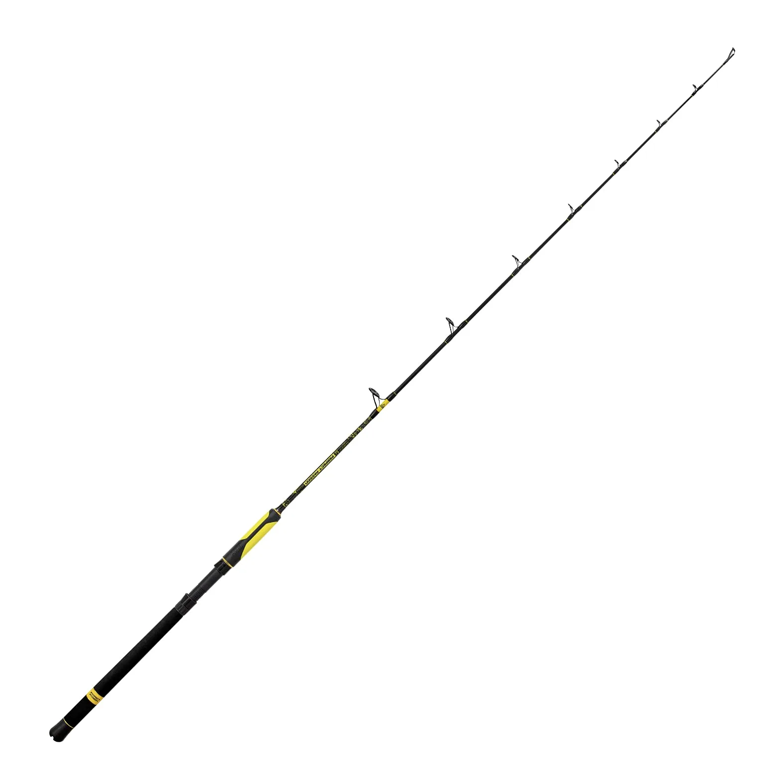 Black Cat Caña de Pescar Vertical Premium Passion Vertical Pesca Spinning Desde Barco Peso 230 g, Negro y Amarillo, 1,80 m